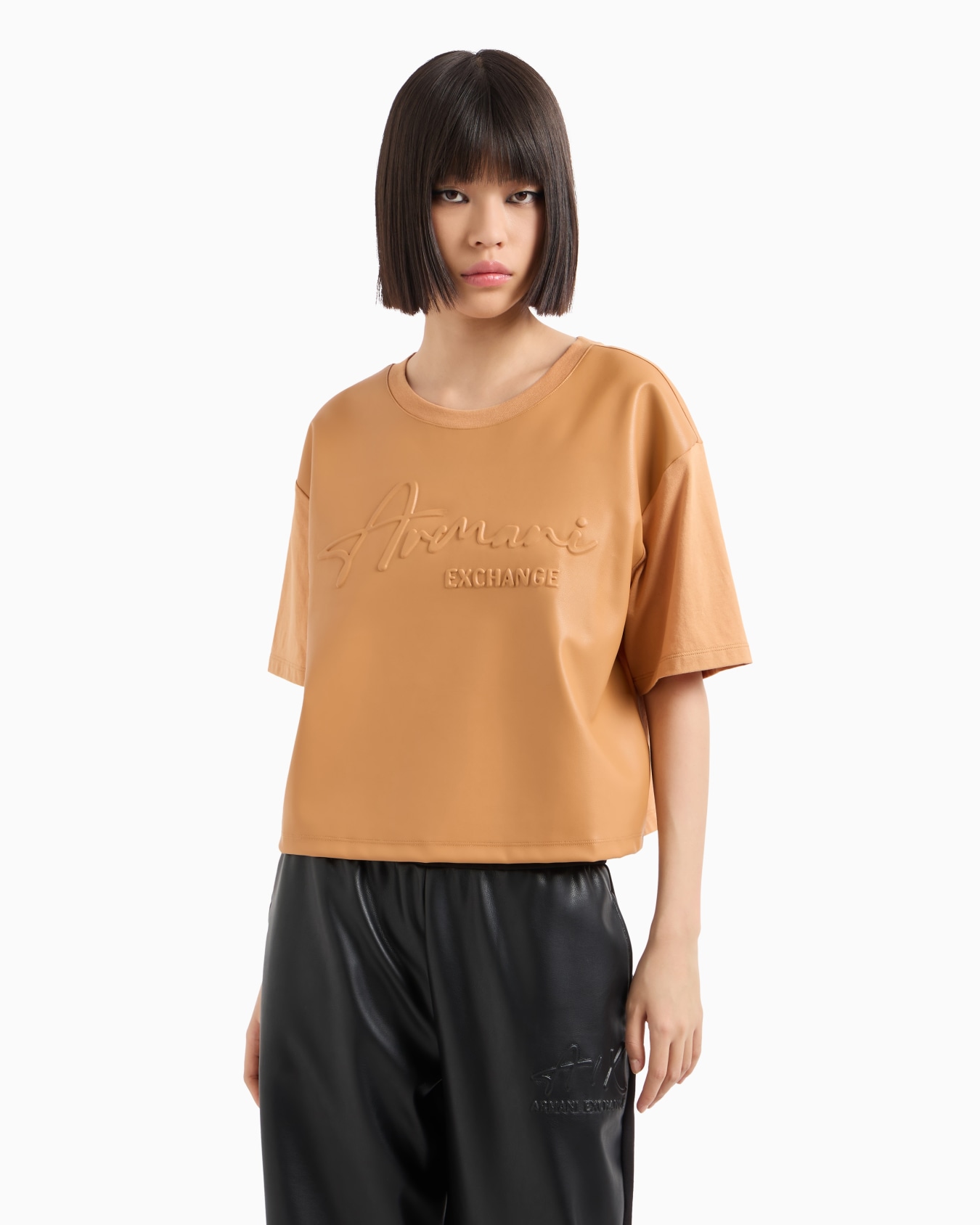 Cropped fit T-shirt with ASV fabric embossed logo Slide 1