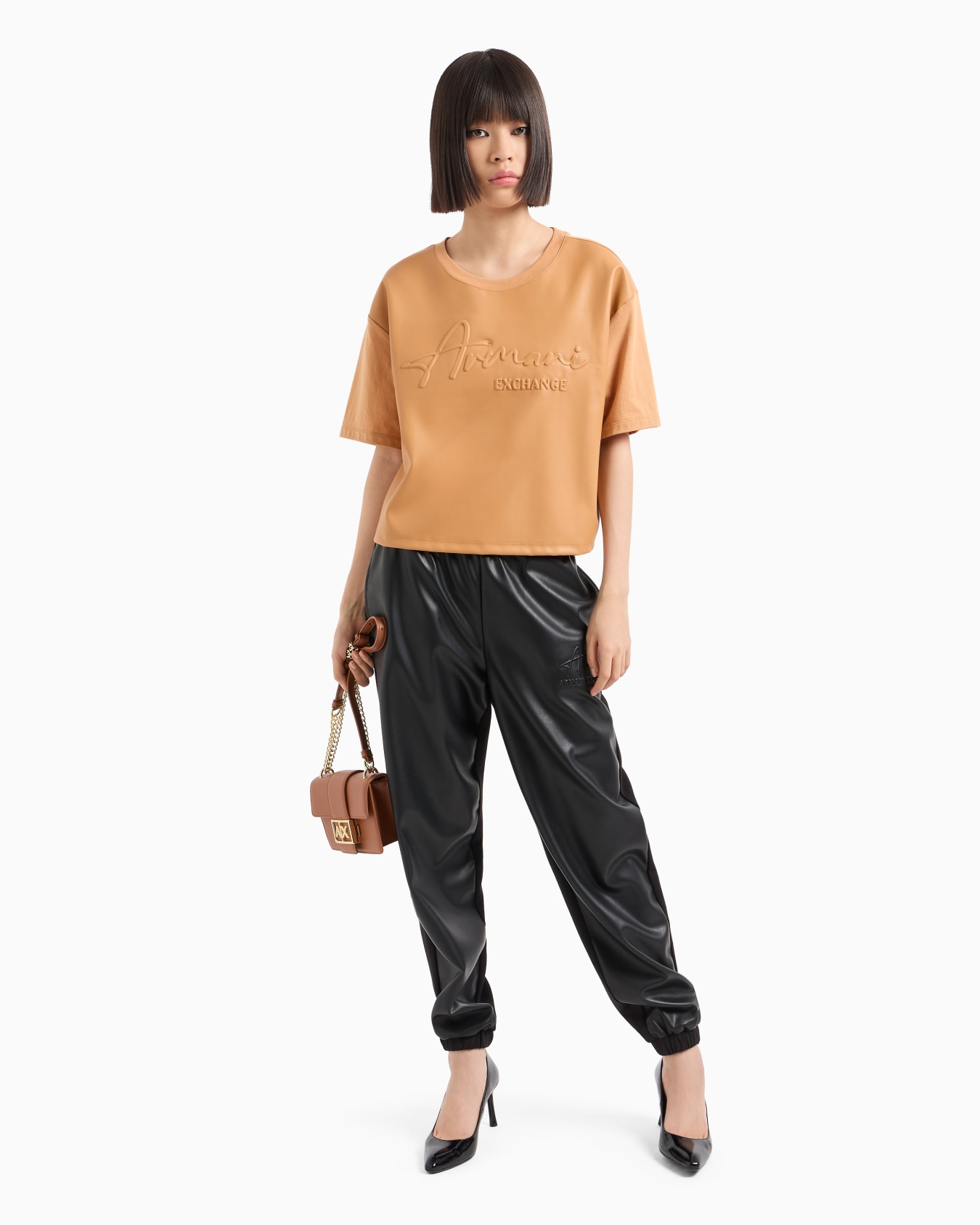 Cropped fit T-shirt with ASV fabric embossed logo Slide 3