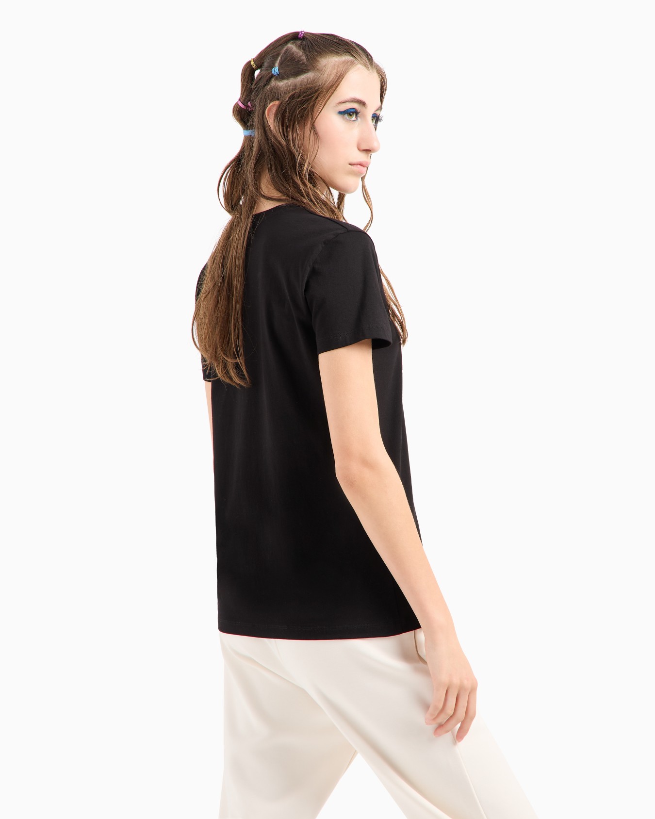 Regular fit V-neck T-shirt with logo Slide 2