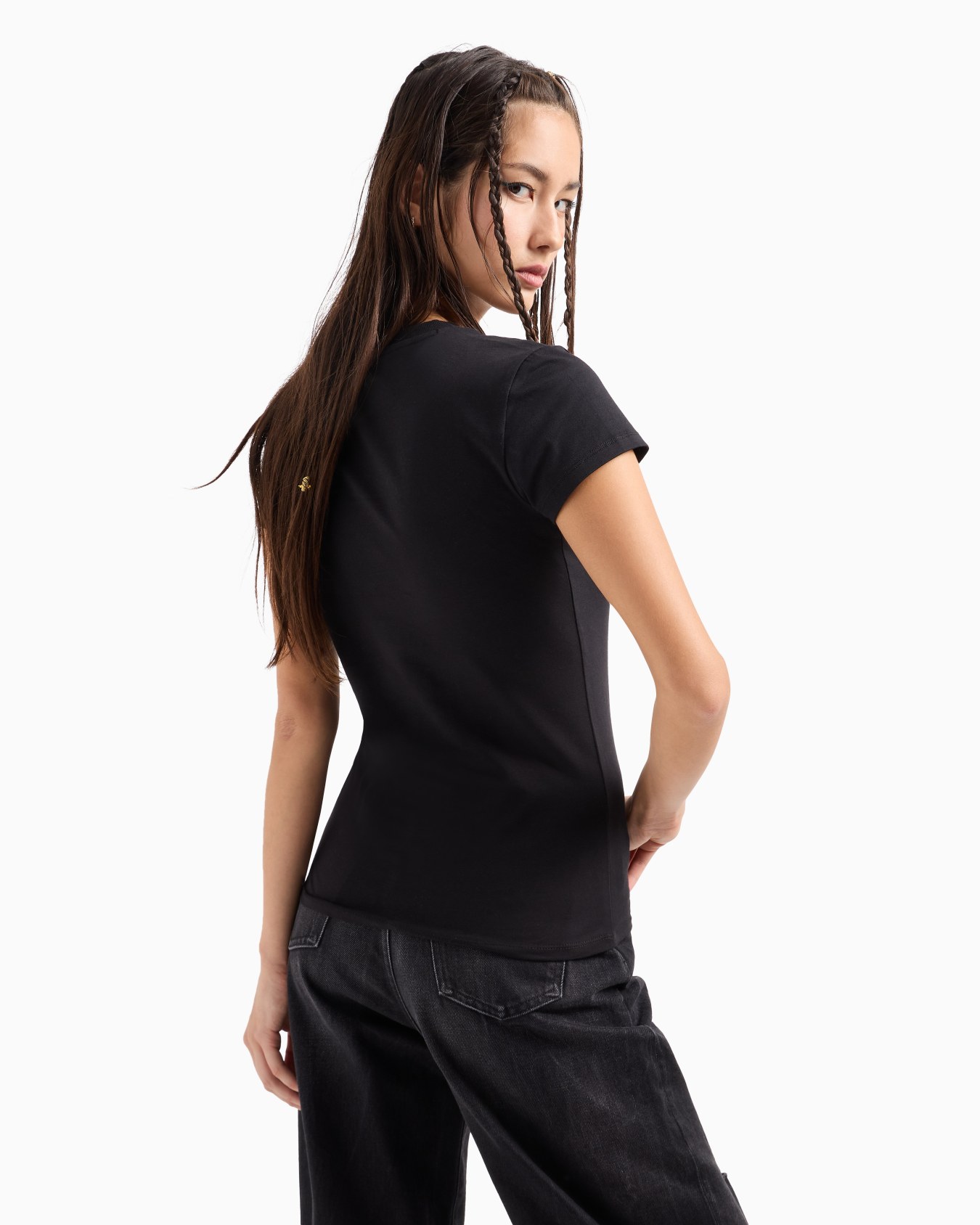 Slim fit T-shirt in stretch cotton jersey Slide 2