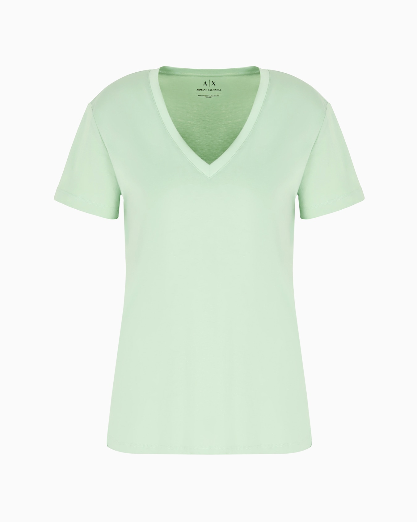 Slim fit jersey T-shirt with V-neck and small logo Slide 0