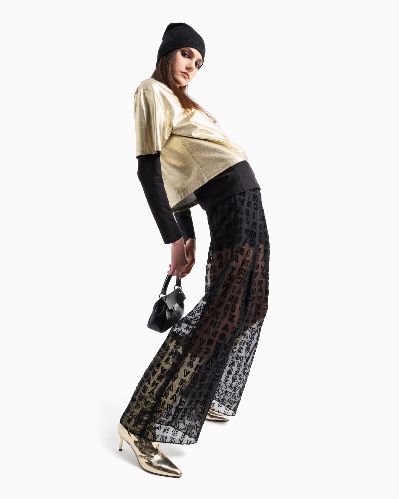 Regular fit long sleeve t-shirt with studded logo Slide 3