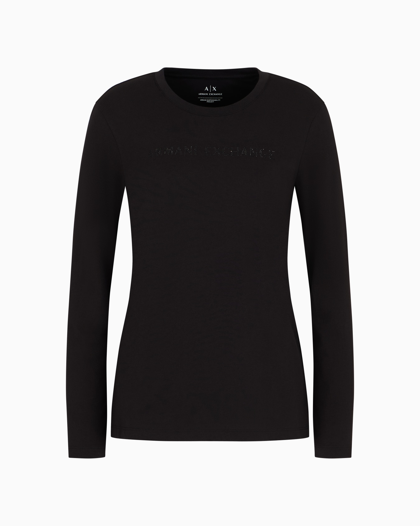 Regular fit long sleeve t-shirt with studded logo Slide 0