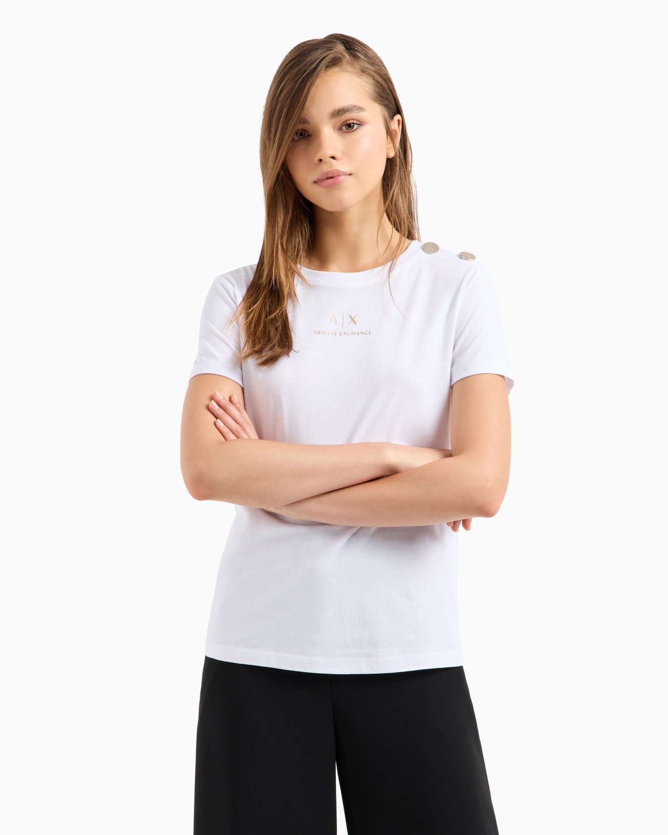 Camiseta regular fit de algodón orgánico ASV con detalle en los hombros Diapositiva 1