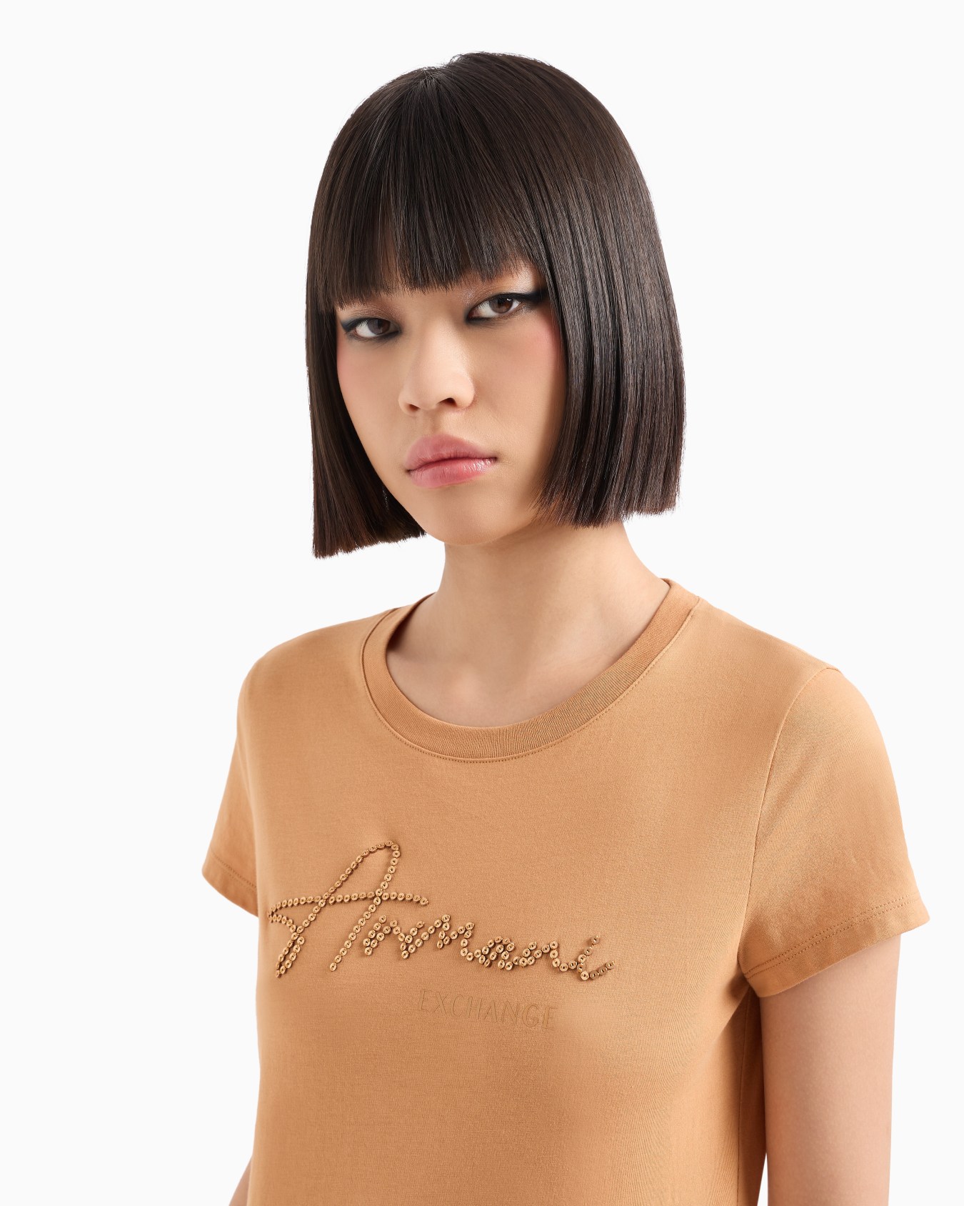 Slim fit T-shirt with logo lettering and sequins Slide 4