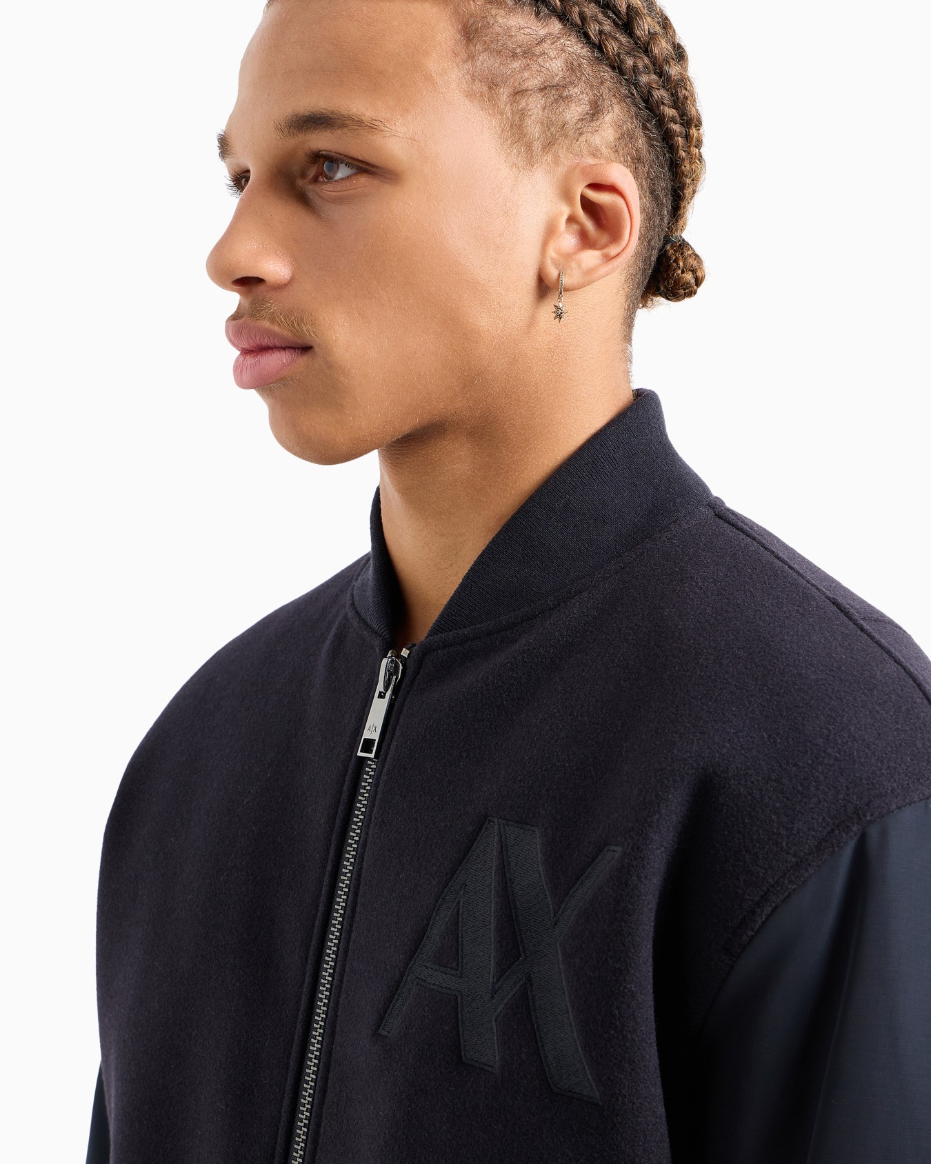 Cloth college jacket with contrasting sleeves Slide 4