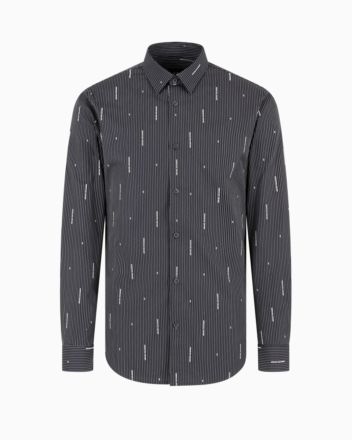Chemise coupe slim en coton avec logo en jacquard Diapositive 0