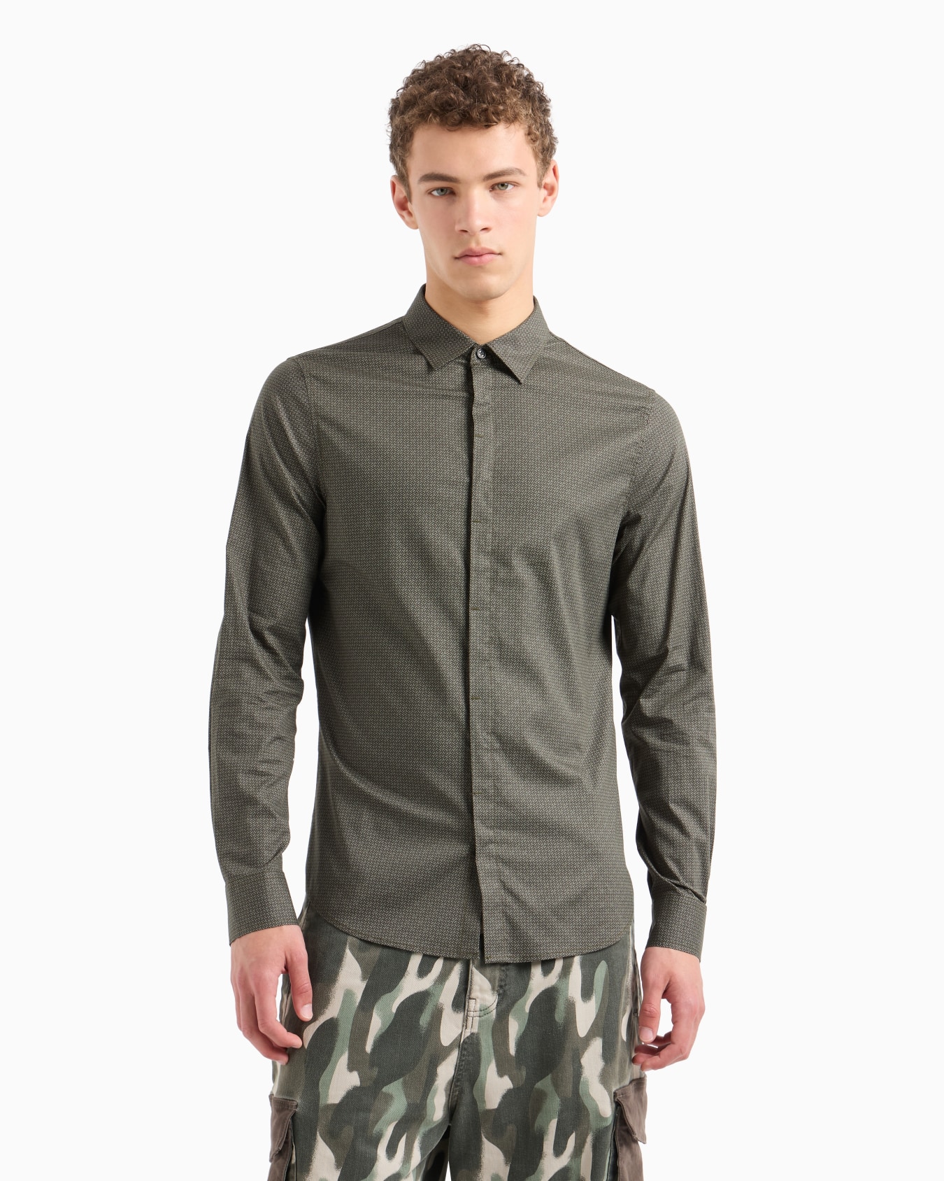 Chemise coupe slim en popeline de coton stretch Diapositive 1