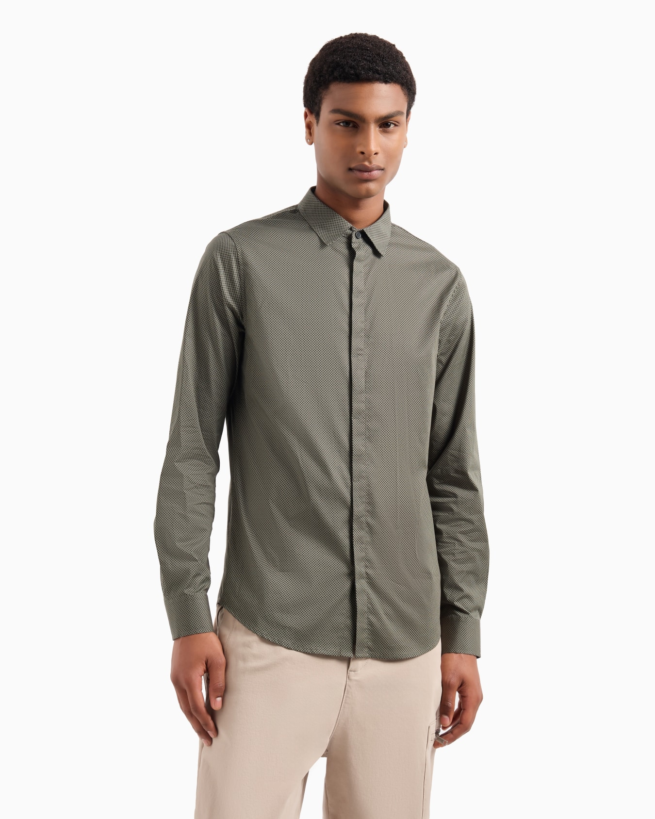 Slim fit shirt in stretch cotton poplin Slide 1