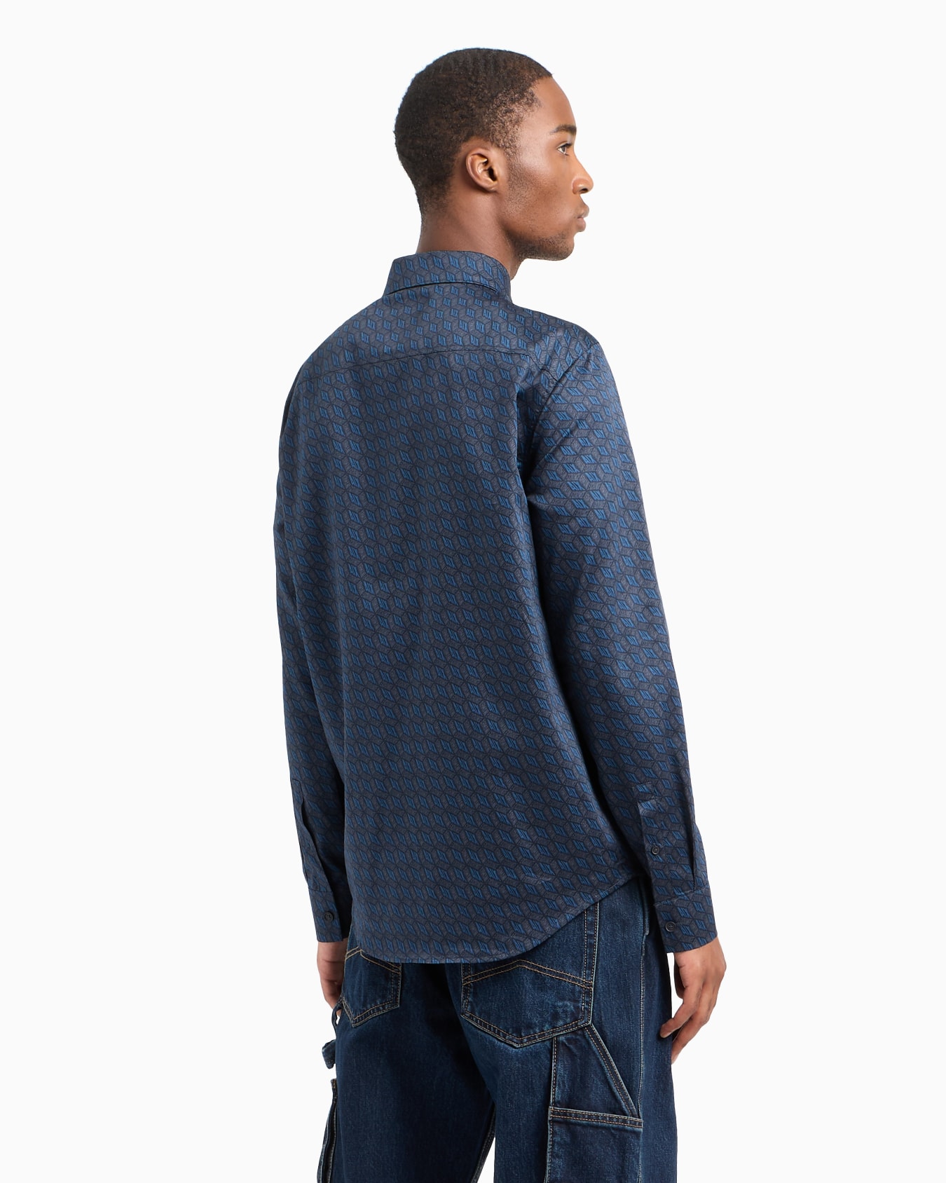 Regular fit patterned satin cotton shirt Slide 2