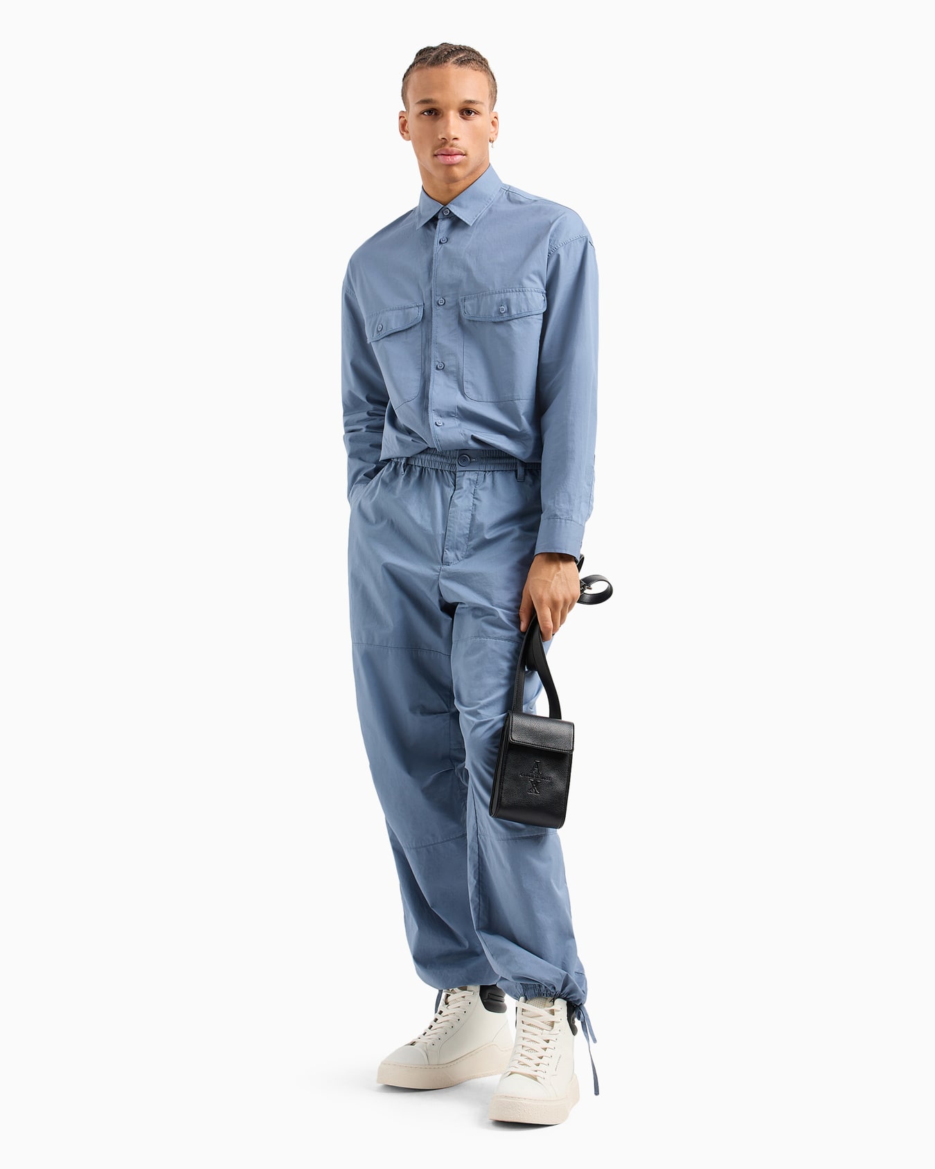 Loose fit cotton twill shirt with pockets Slide 3