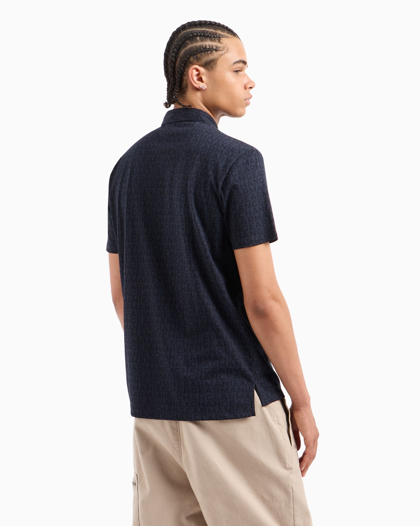 Polo de algodón de corte regular con logo por toda la prenda Diapositiva 2