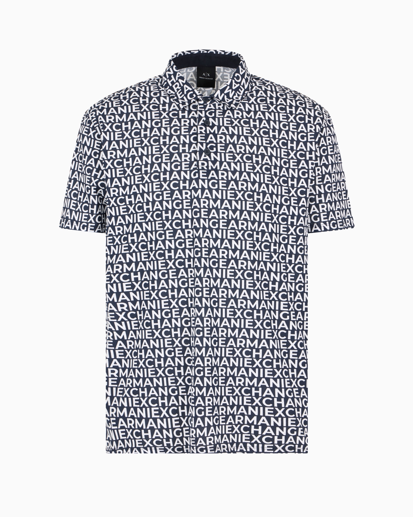 Regular fit cotton polo with allover logo Slide 0