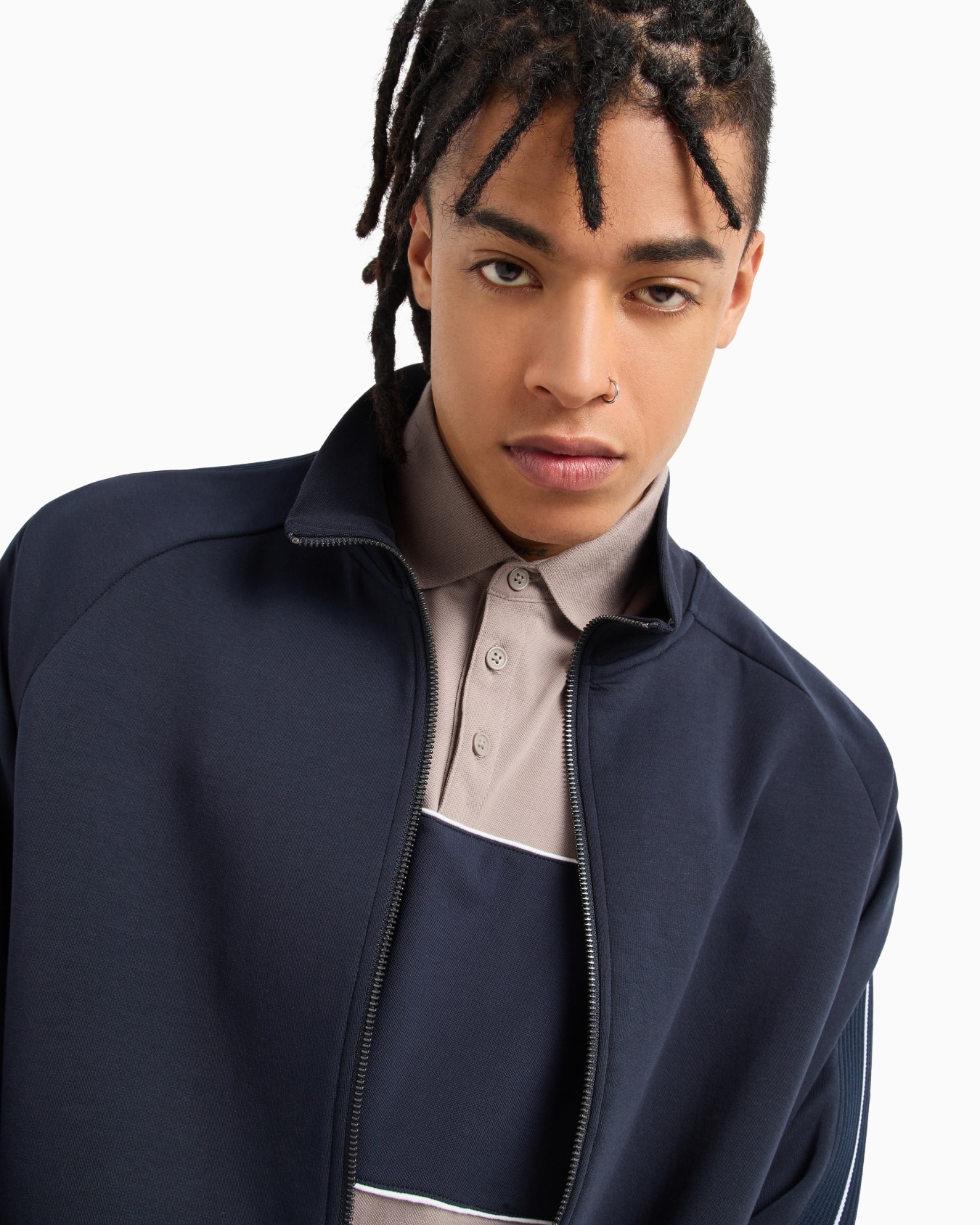 Regular fit polo with contrasting band in cotton Slide 4