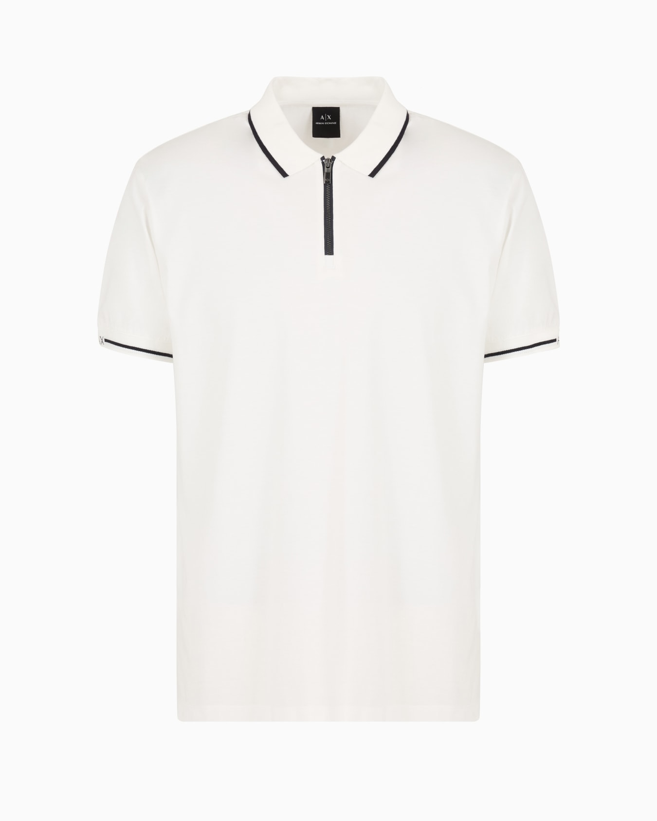 Polo regular fit con cremallera y perfiles en contraste en algodón  Diapositiva 0