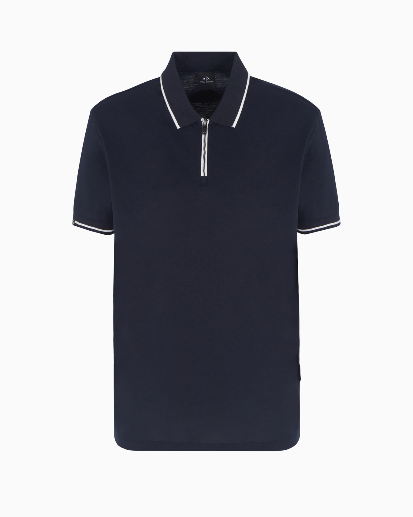 Polo regular fit con cremallera y perfiles en contraste en algodón  Diapositiva 0