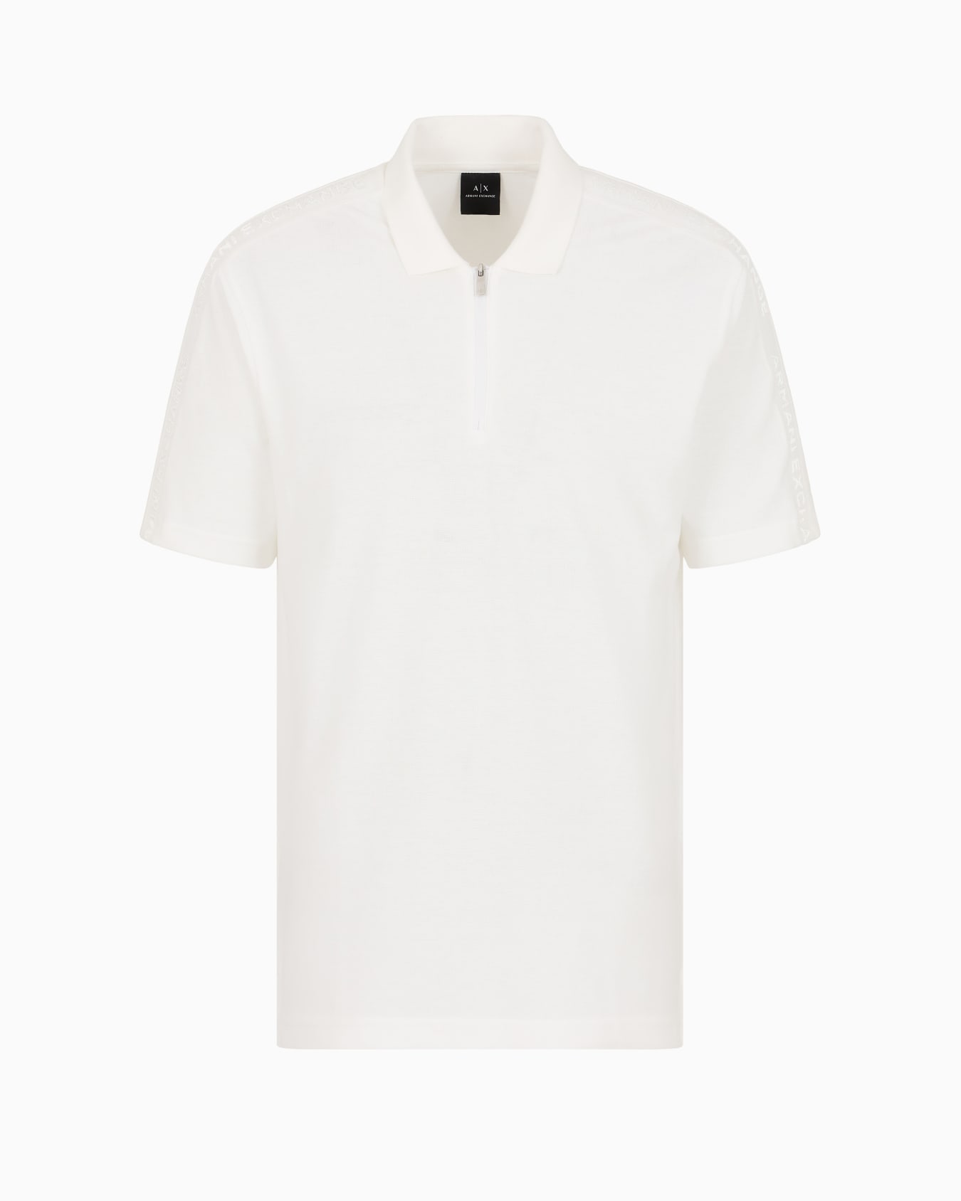 Polo regular con zip in cotone con bande logo  Slide 0