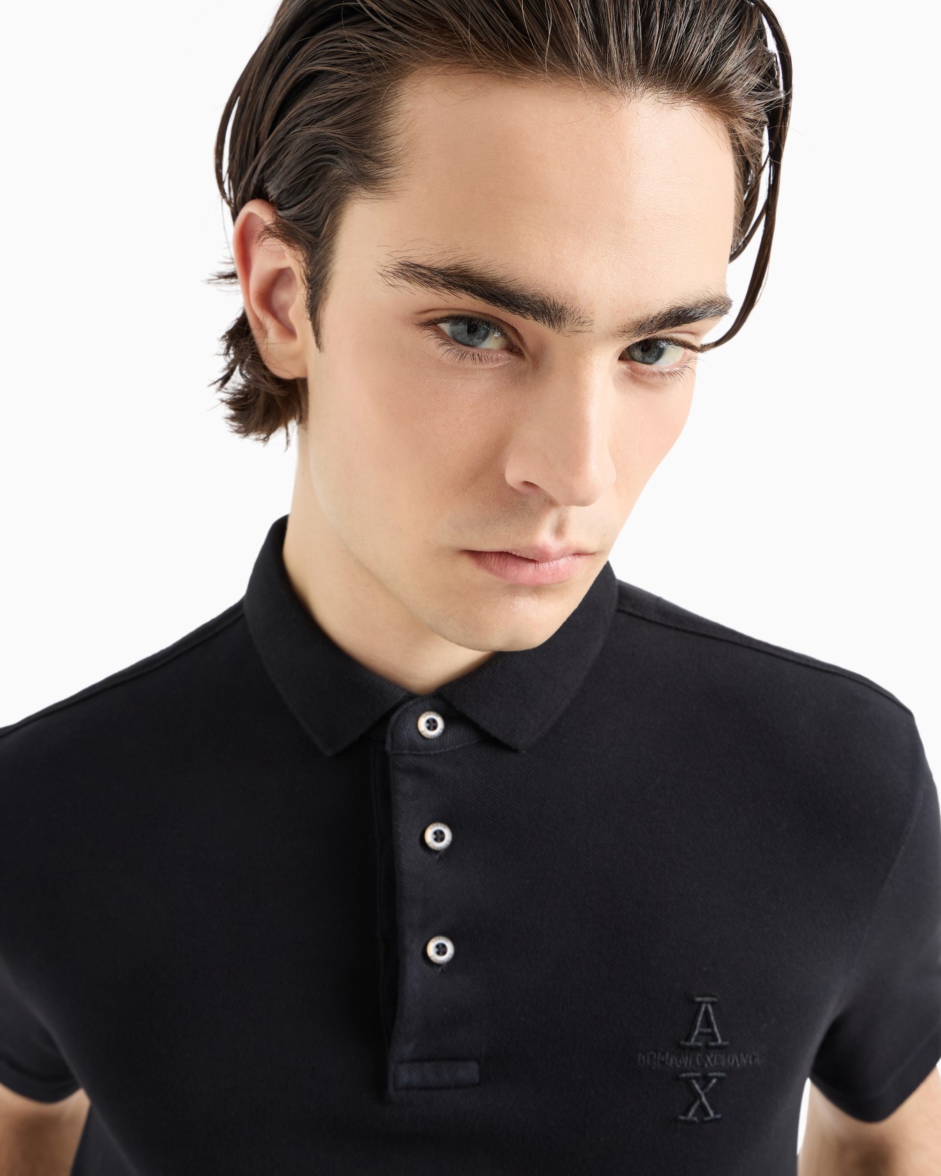 Regular fit short sleeve polo with cotton logo Slide 4