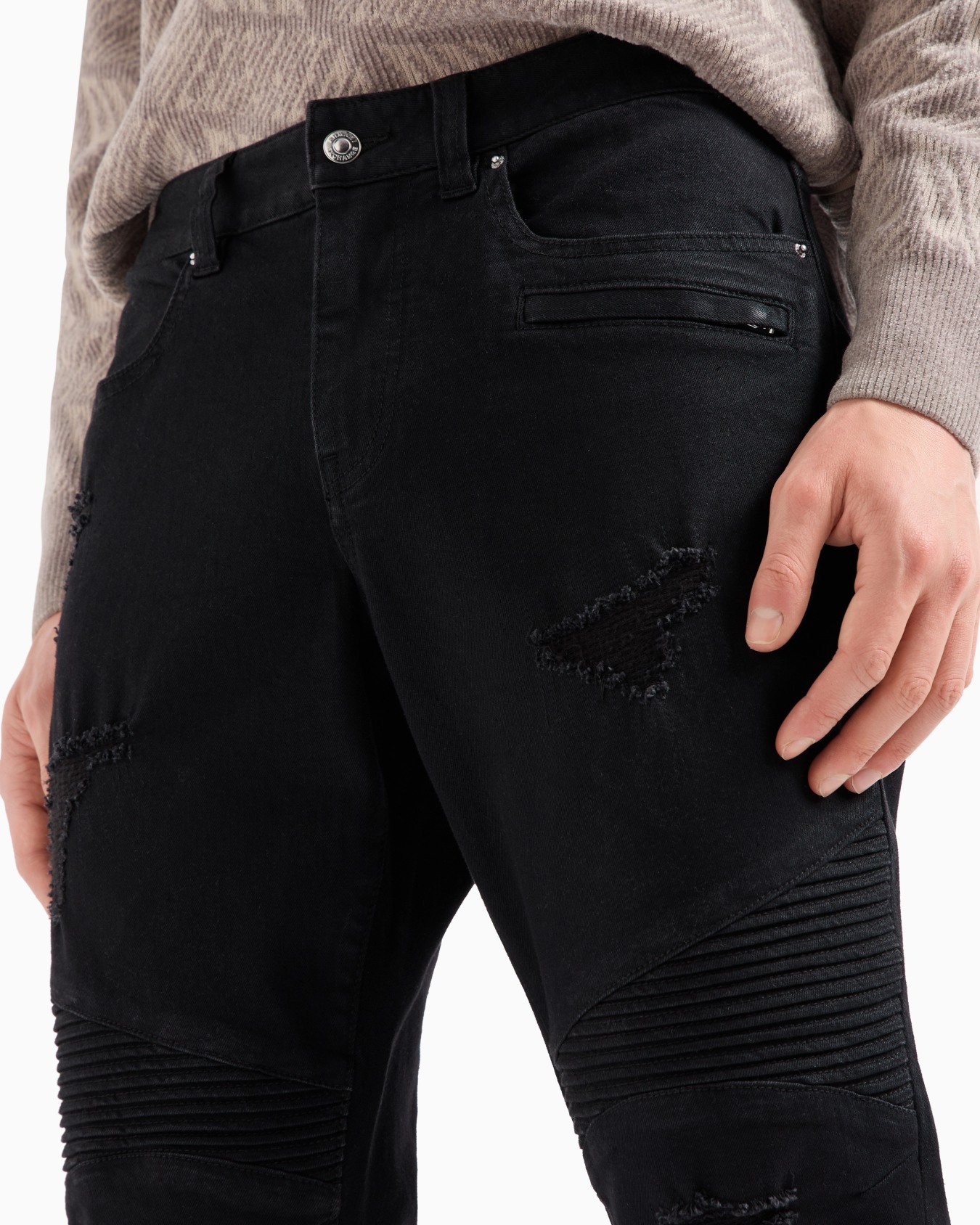 J27 Skinny-Jeans im Biker-Fit aus gewaschenem Denim Folie 4