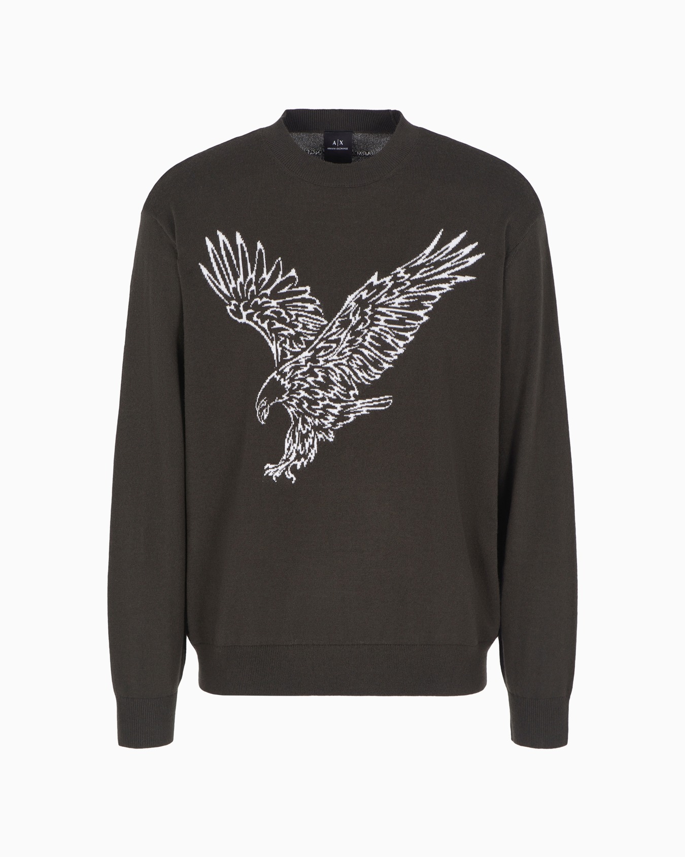 Jersey de cuello redondo en mezcla de lana con águila bordada Diapositiva 0