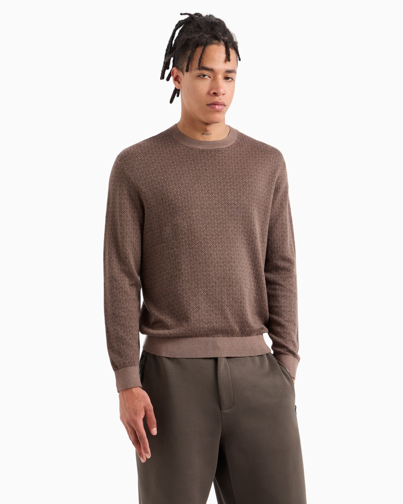  Geometric Jacquard Crewneck Sweater Slide 1
