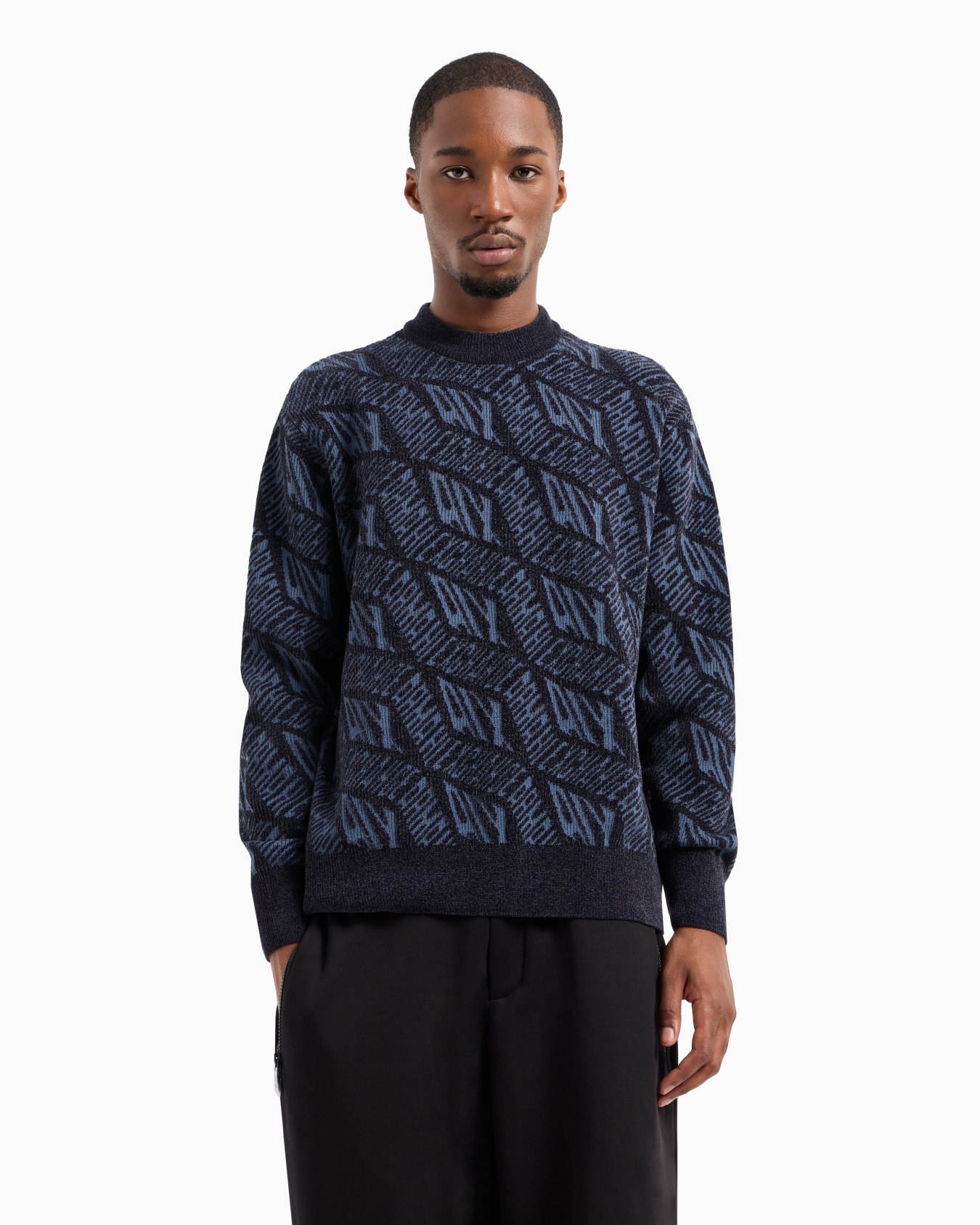Crewneck sweater with optical effect logo Slide 2