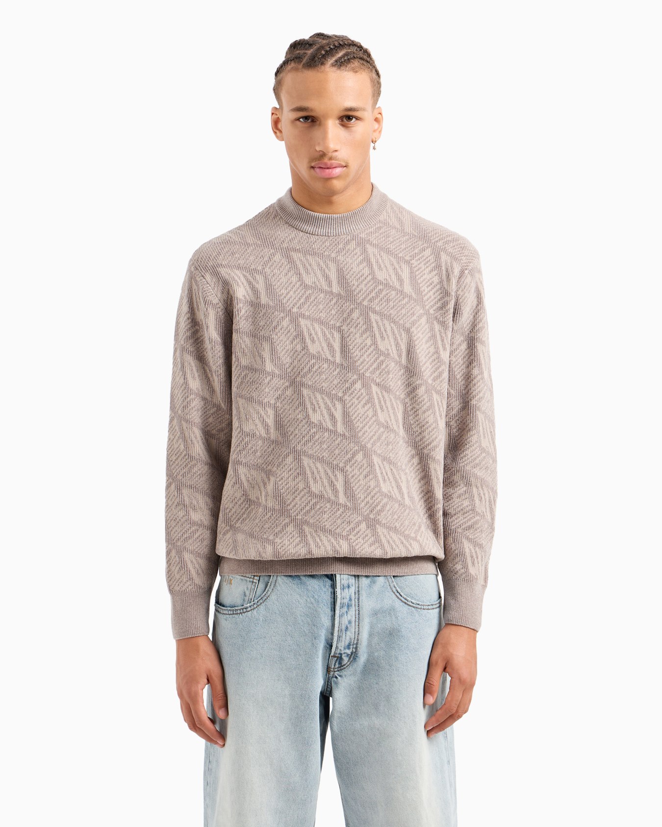 Crewneck sweater with optical effect logo Slide 1