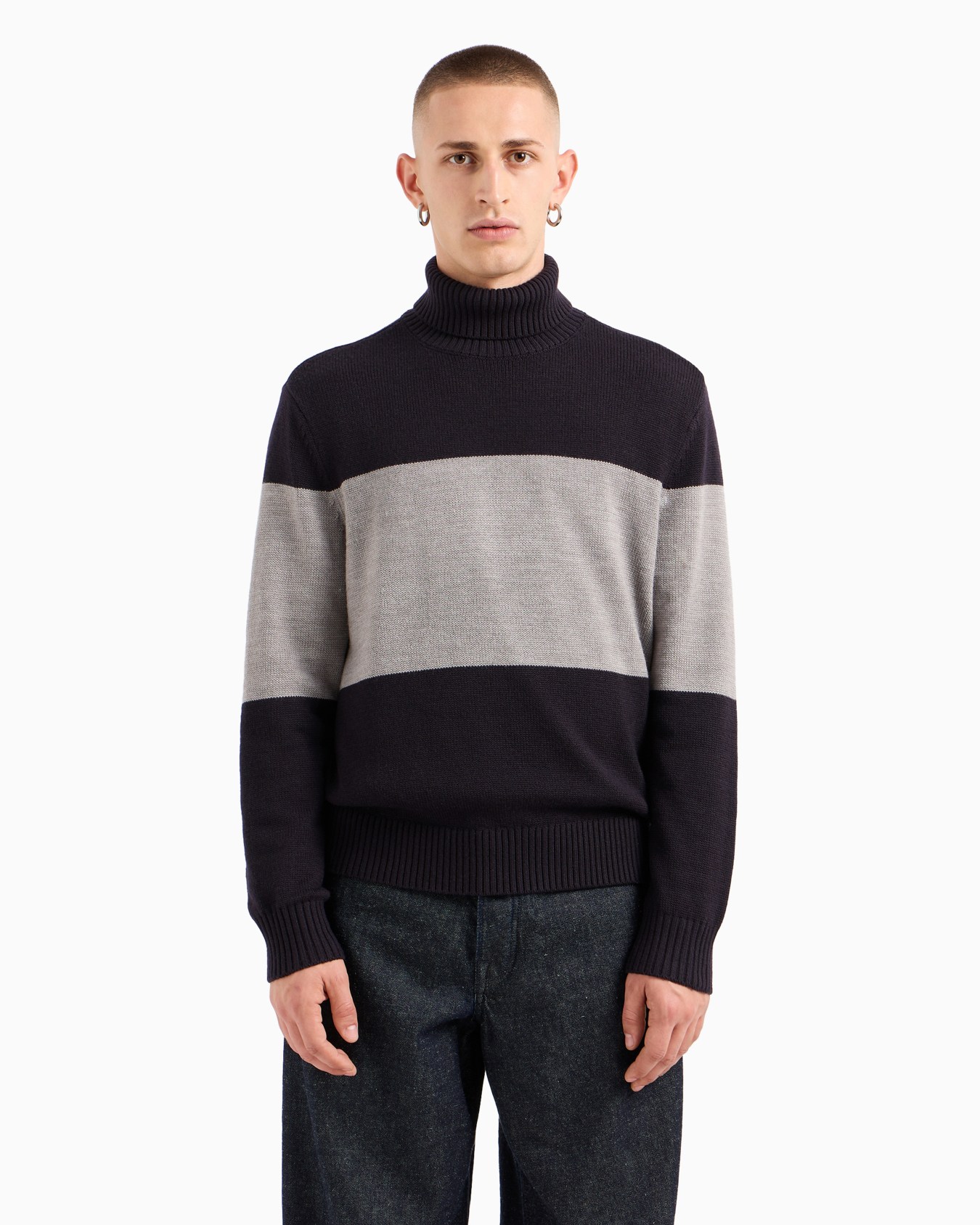  Contrast Stripe Turtleneck Sweater Slide 1