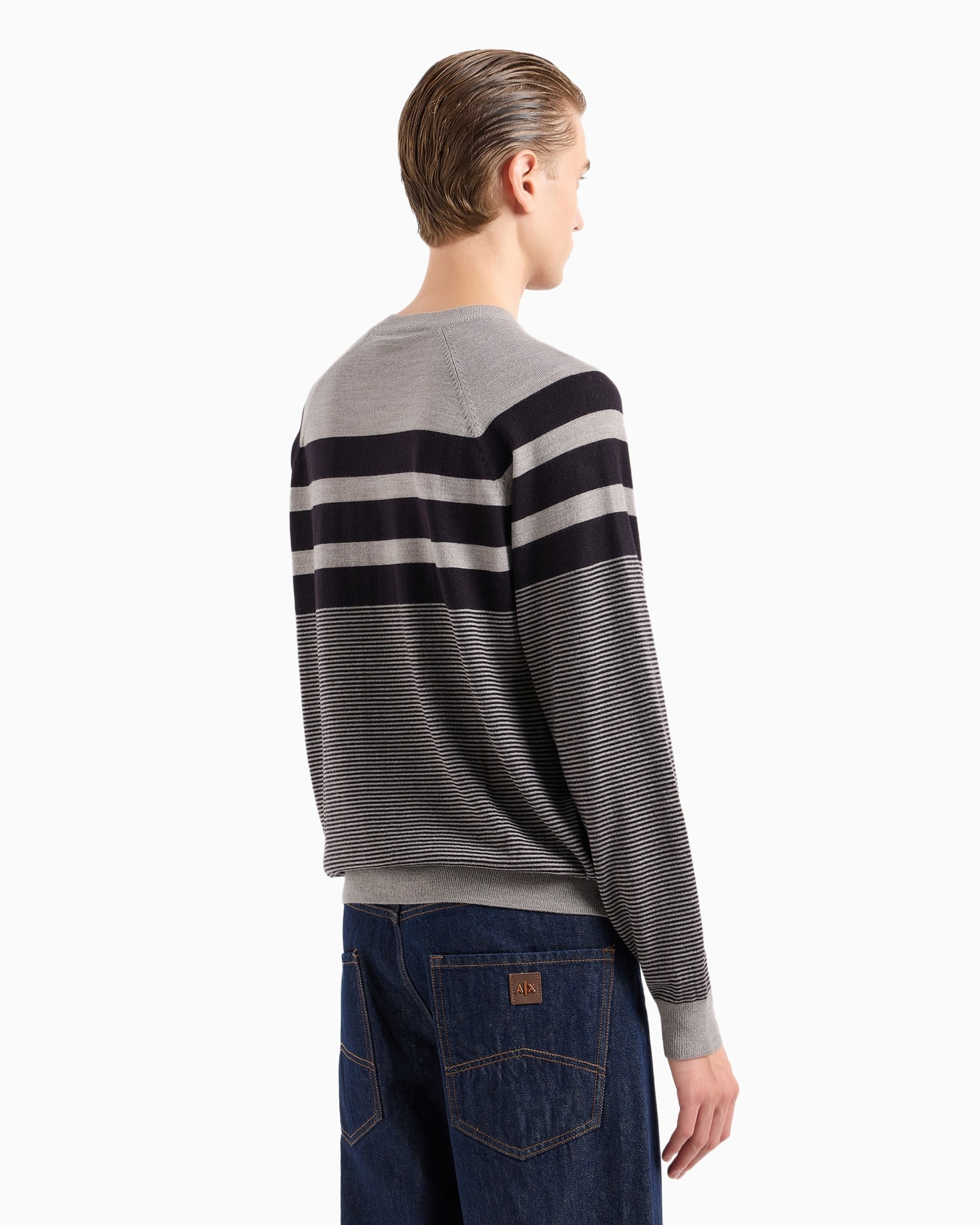 Irregular striped crew neck sweater Slide 2