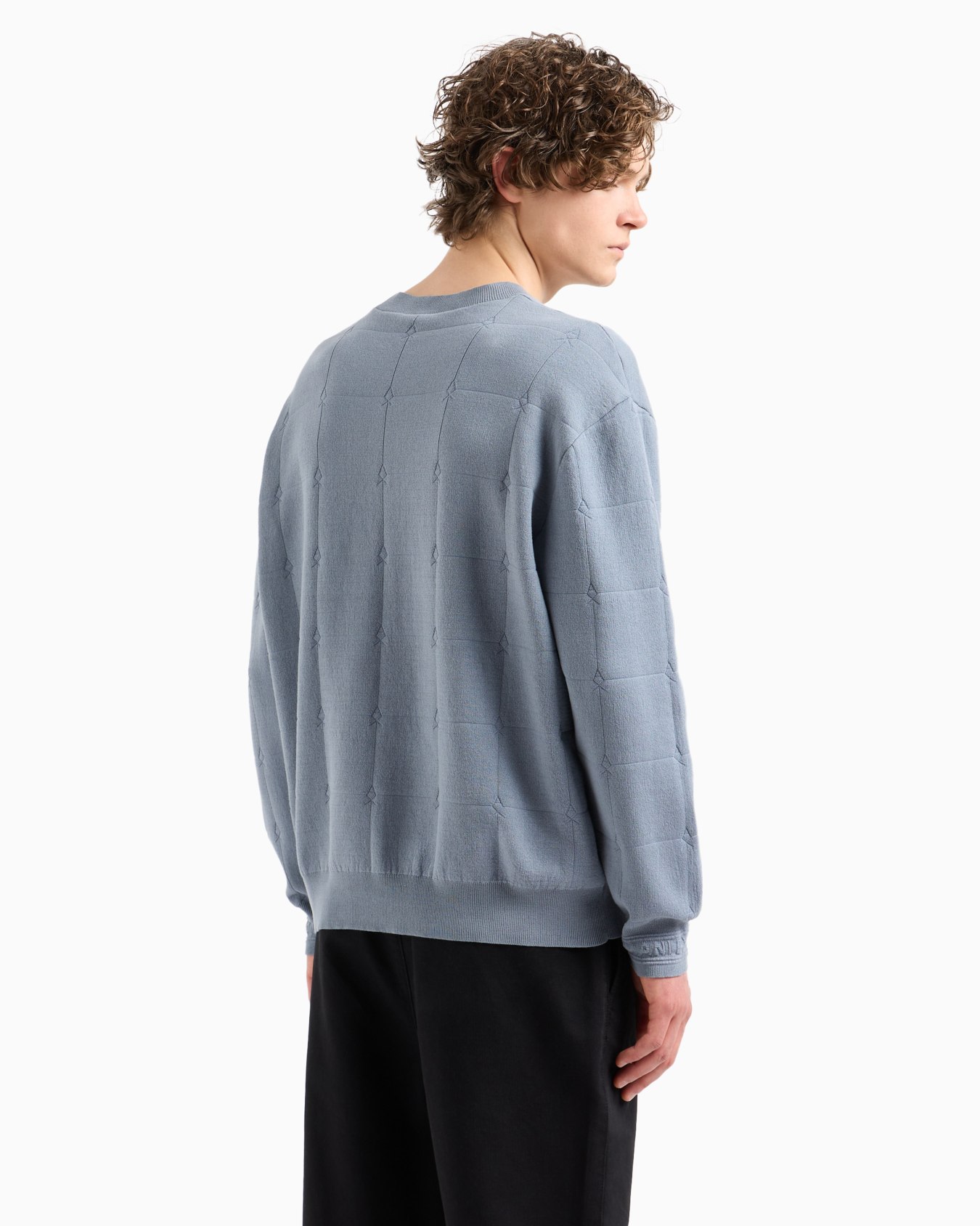  Checked Jacquard Crewneck Sweater Slide 2