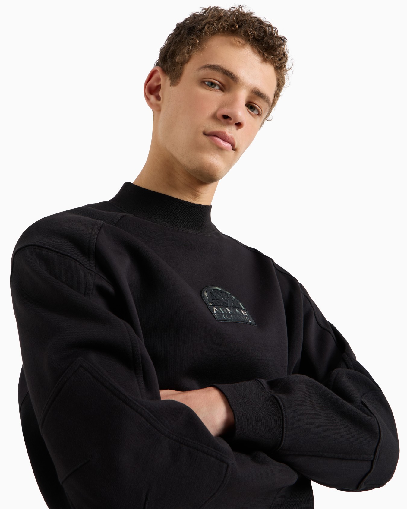 Stretch cotton sweatshirt with logo crest Slide 4