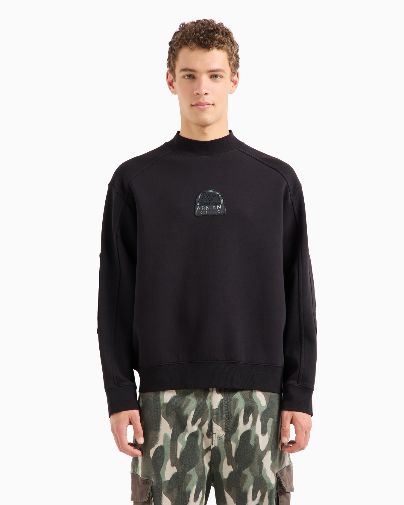 Stretch cotton sweatshirt with logo crest Slide 1