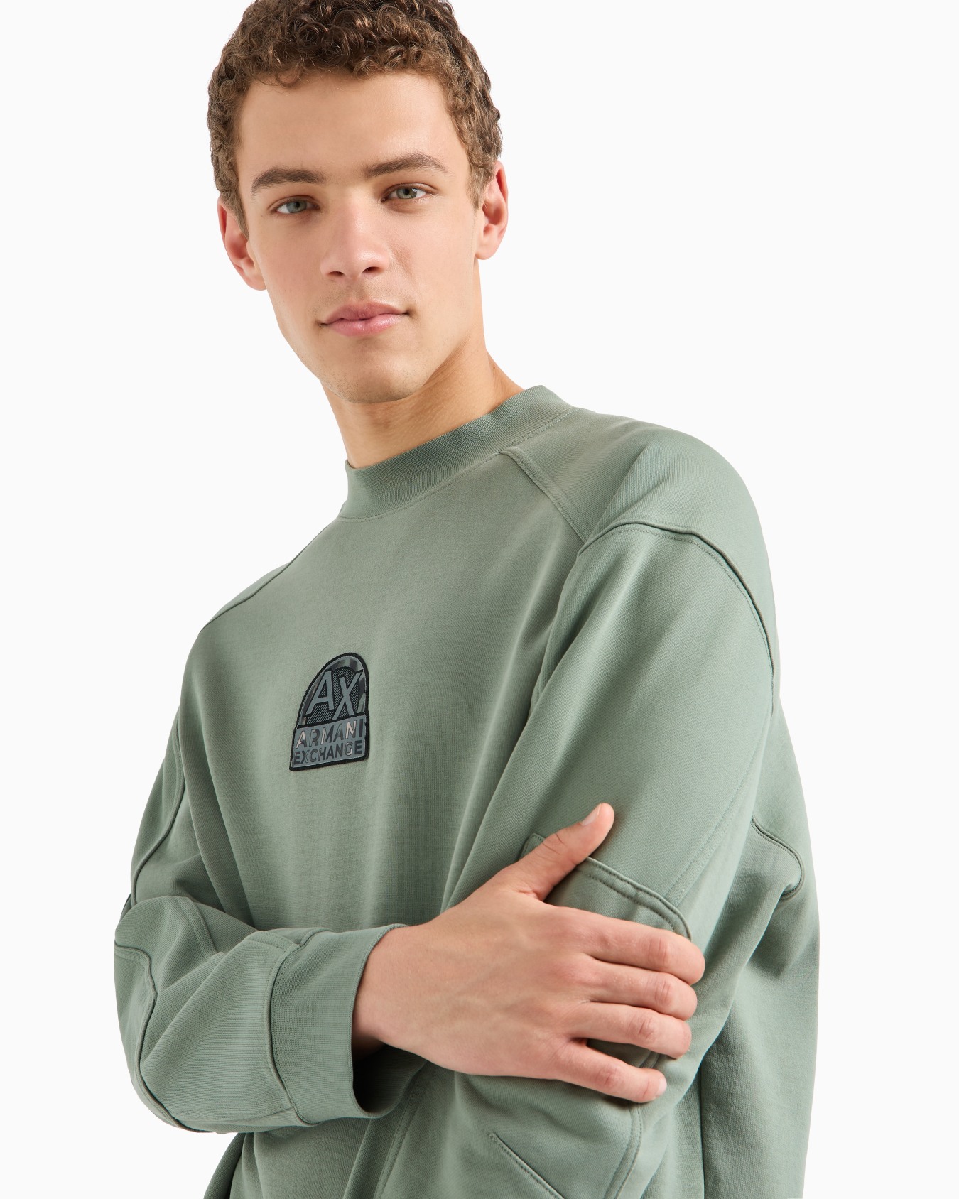 Stretch cotton sweatshirt with logo crest Slide 4