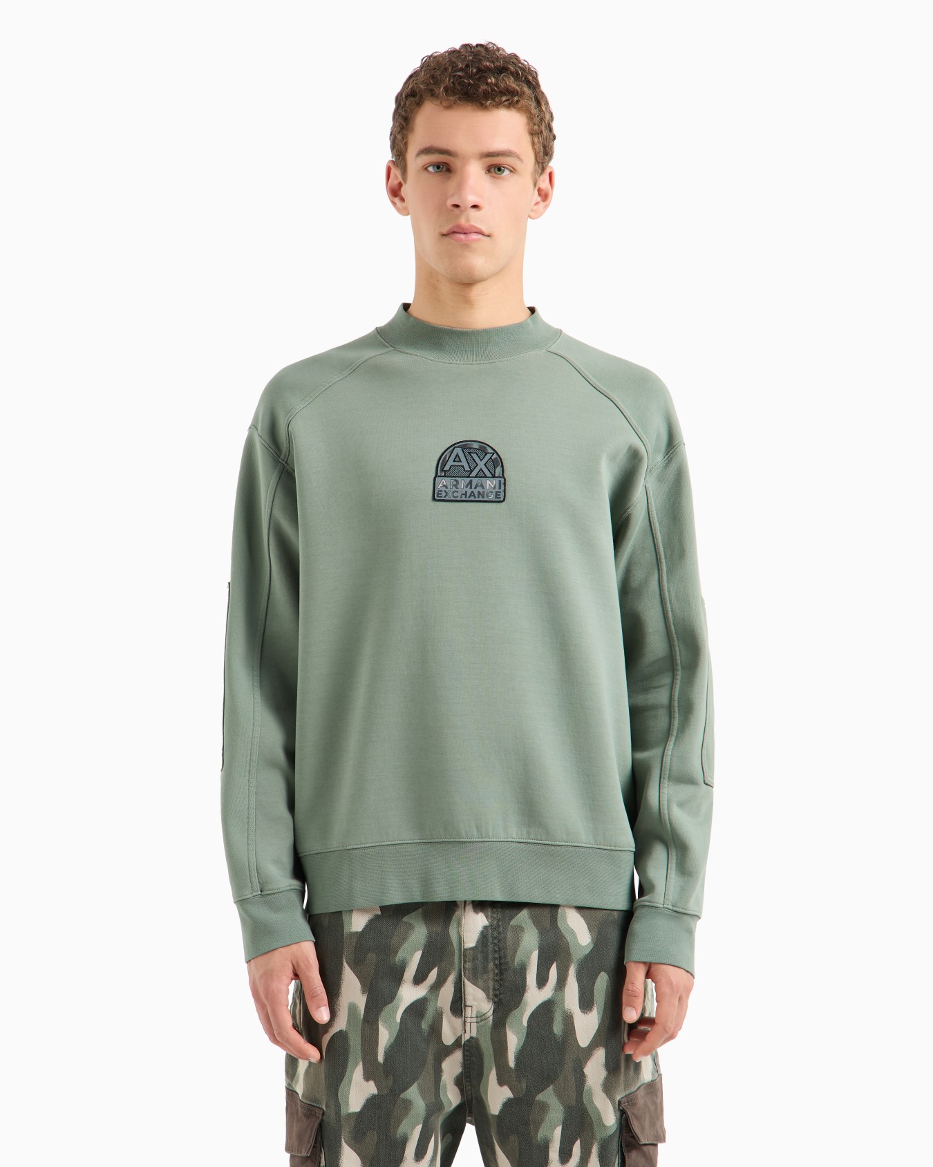 Stretch cotton sweatshirt with logo crest Slide 1