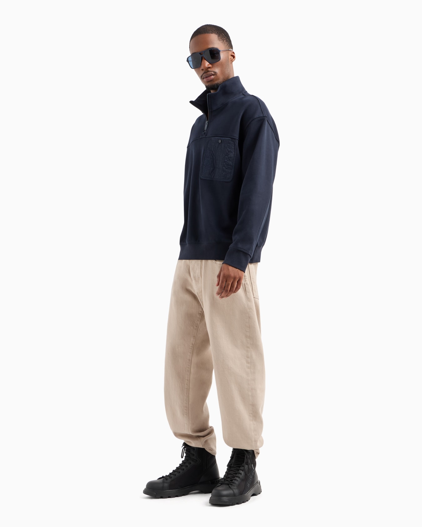  Cotton Pocket High Neck Sweatshirt Slide 4