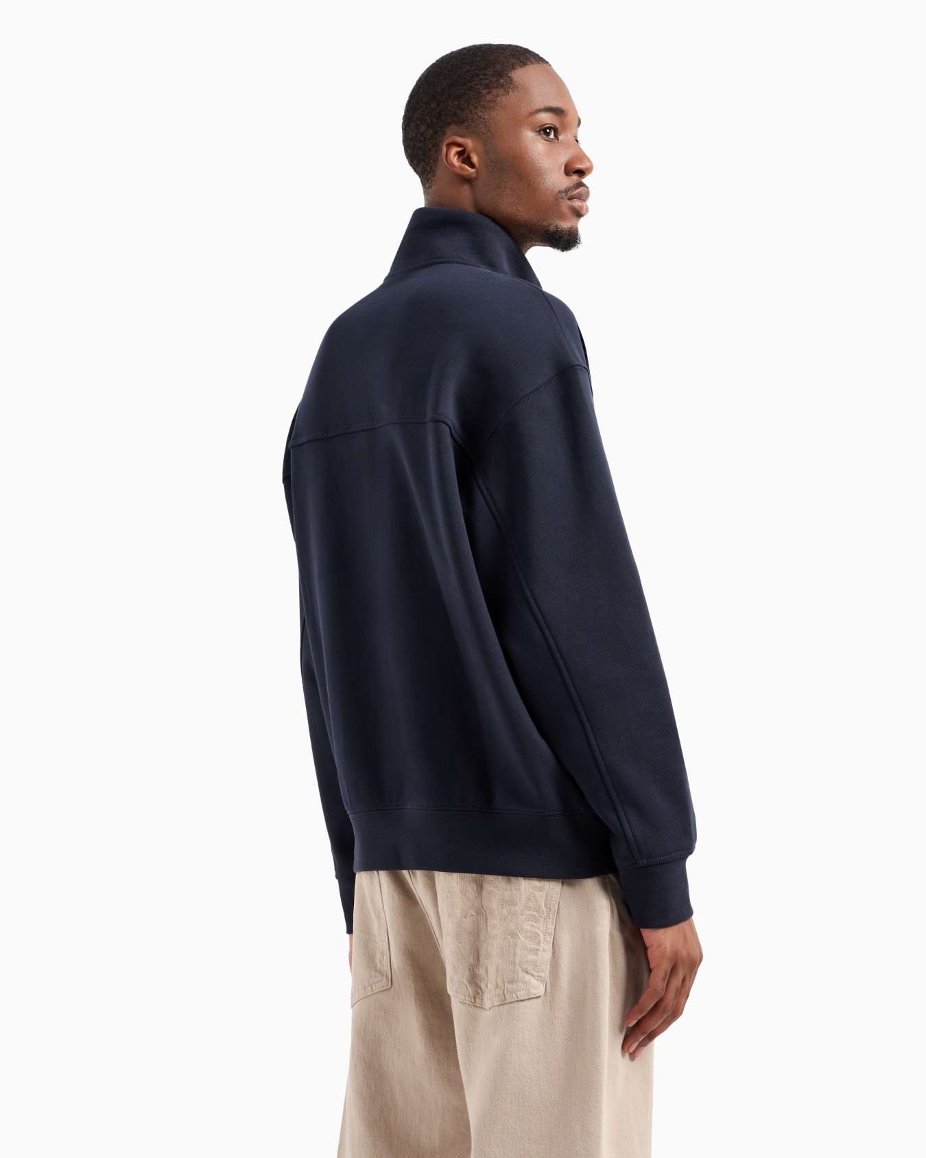  Cotton Pocket High Neck Sweatshirt Slide 3