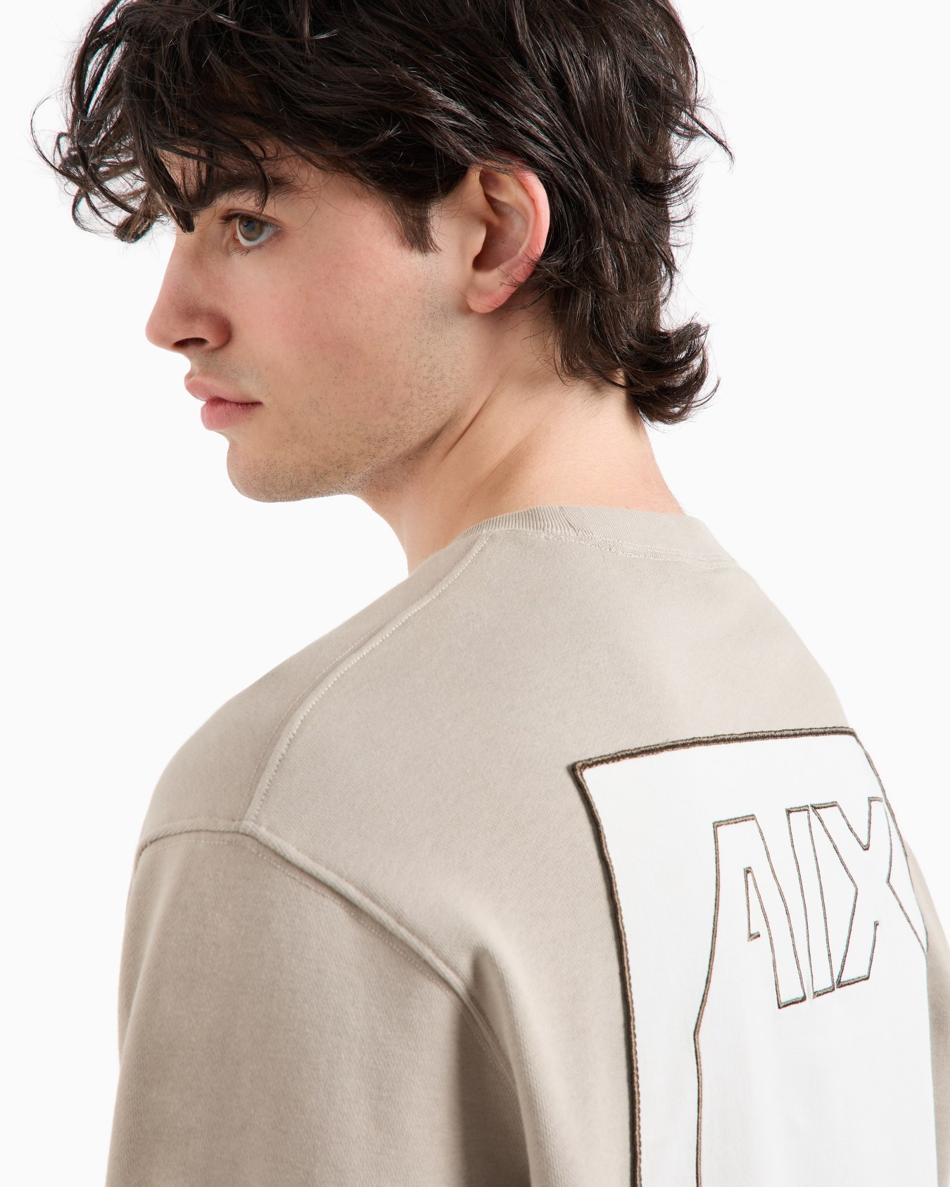 Crewneck sweatshirt with maxi print on the back in cotton Slide 4