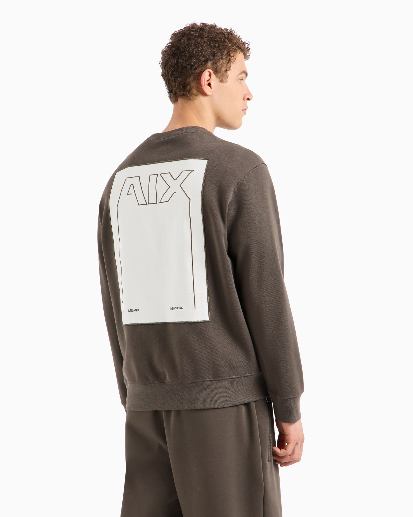 Sweatshirt mit Rundhalsausschnitt und Maxi-Print auf der Rückseite aus -Baumwolle Folie 2