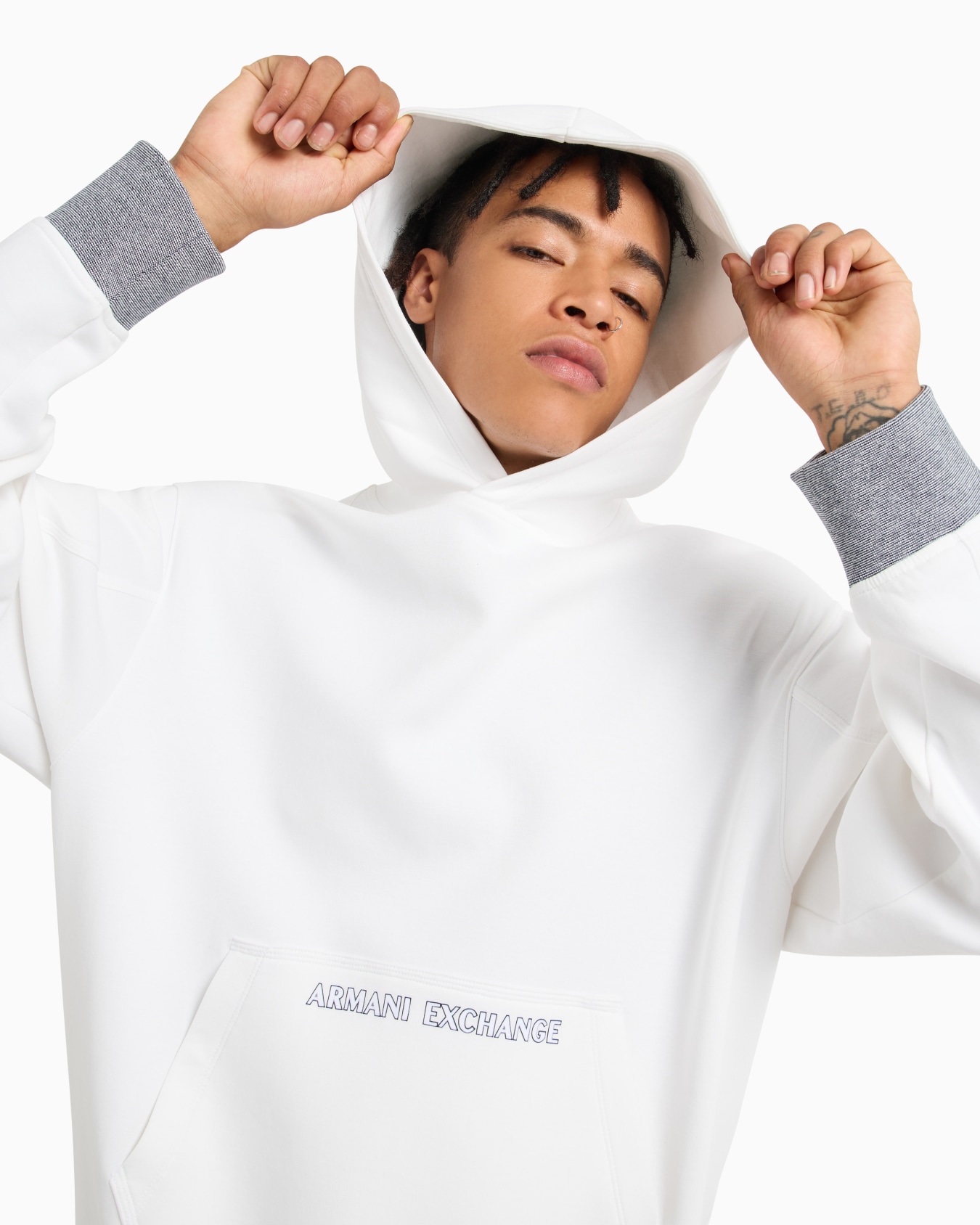 Stretch cotton hoodie with logo Slide 4
