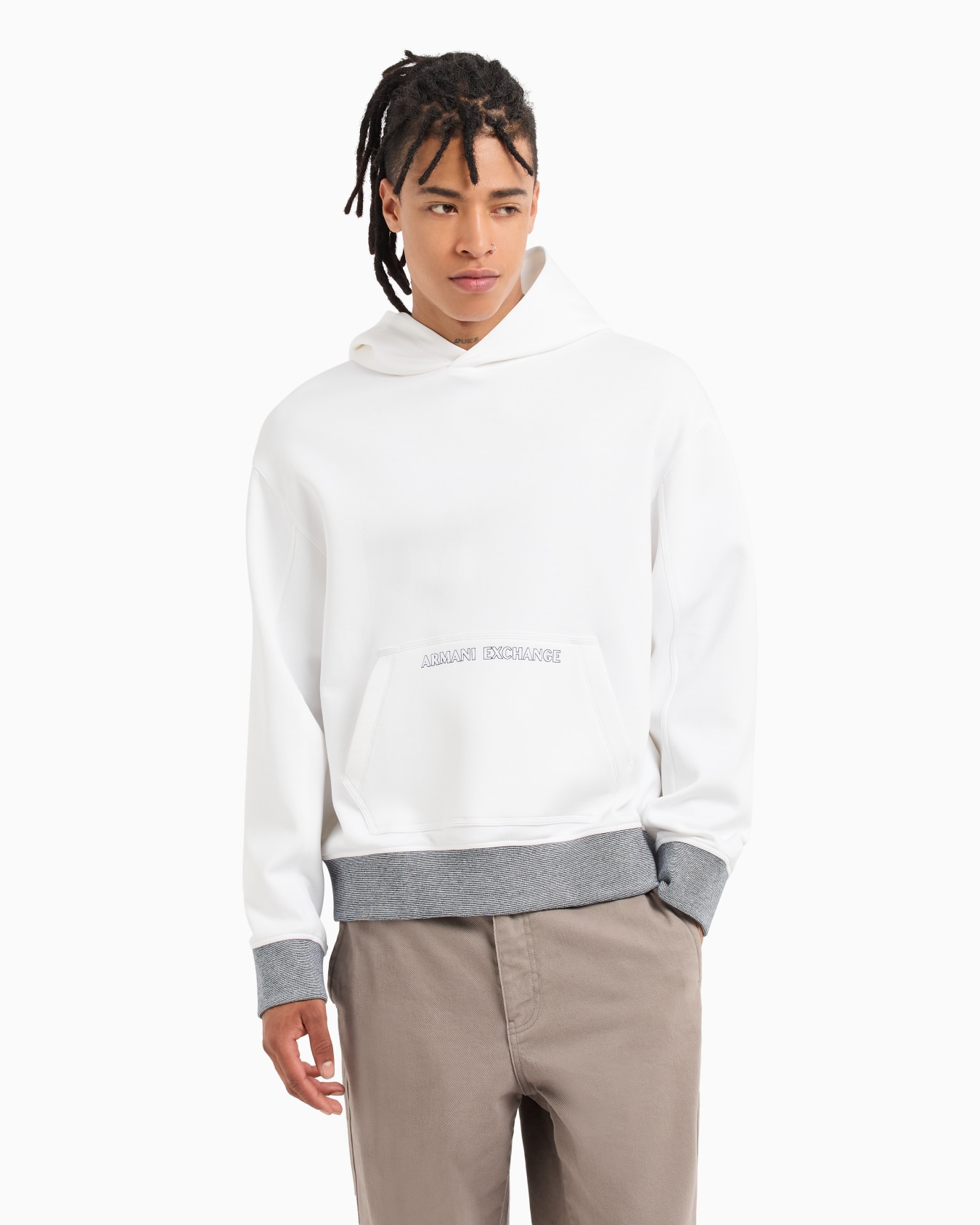 Stretch cotton hoodie with logo Slide 1