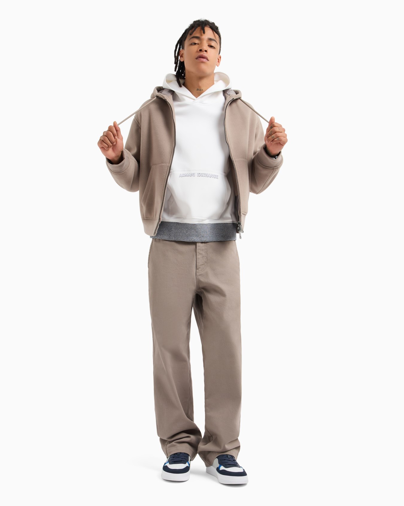 Stretch cotton hoodie with logo Slide 3