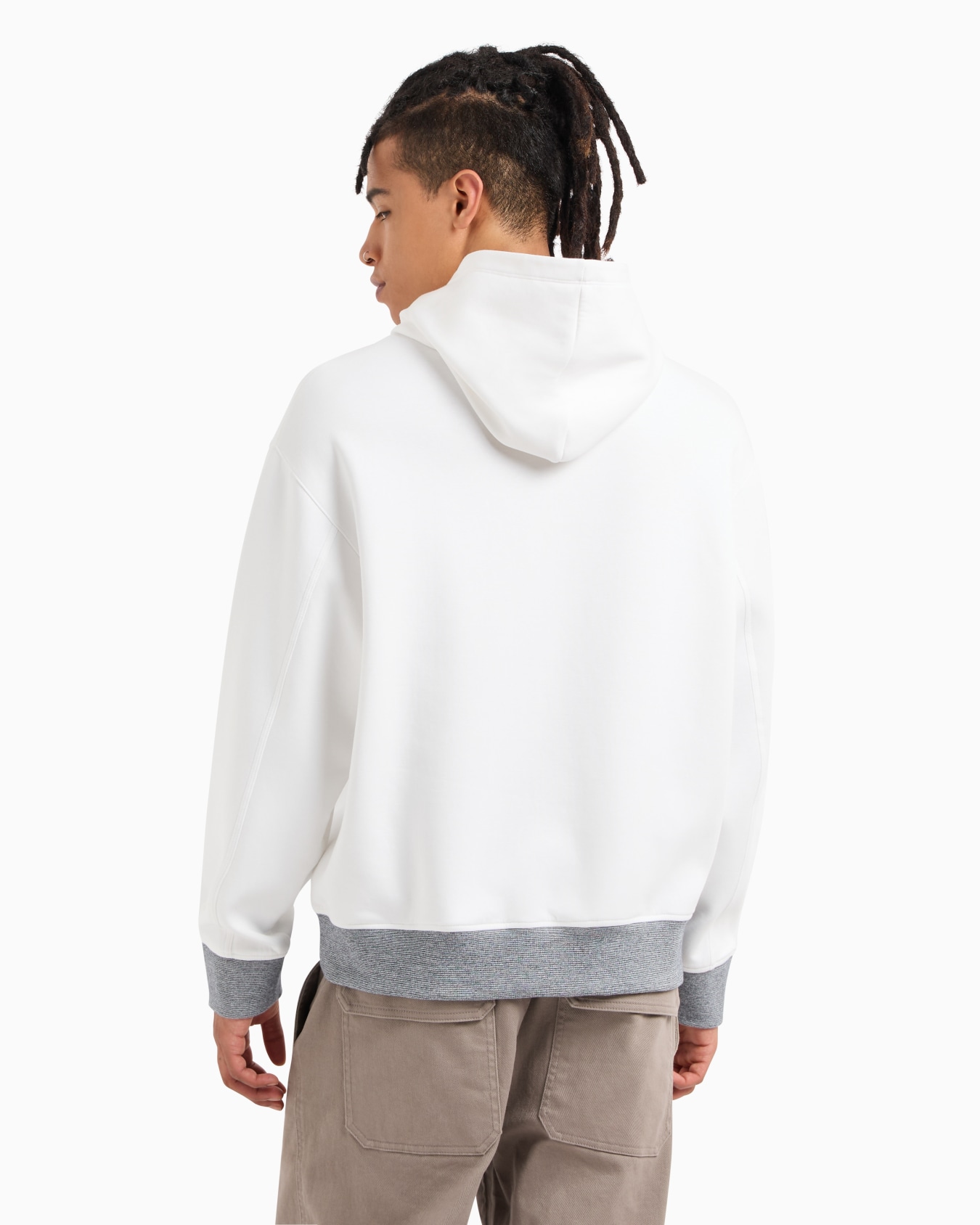 Stretch cotton hoodie with logo Slide 2