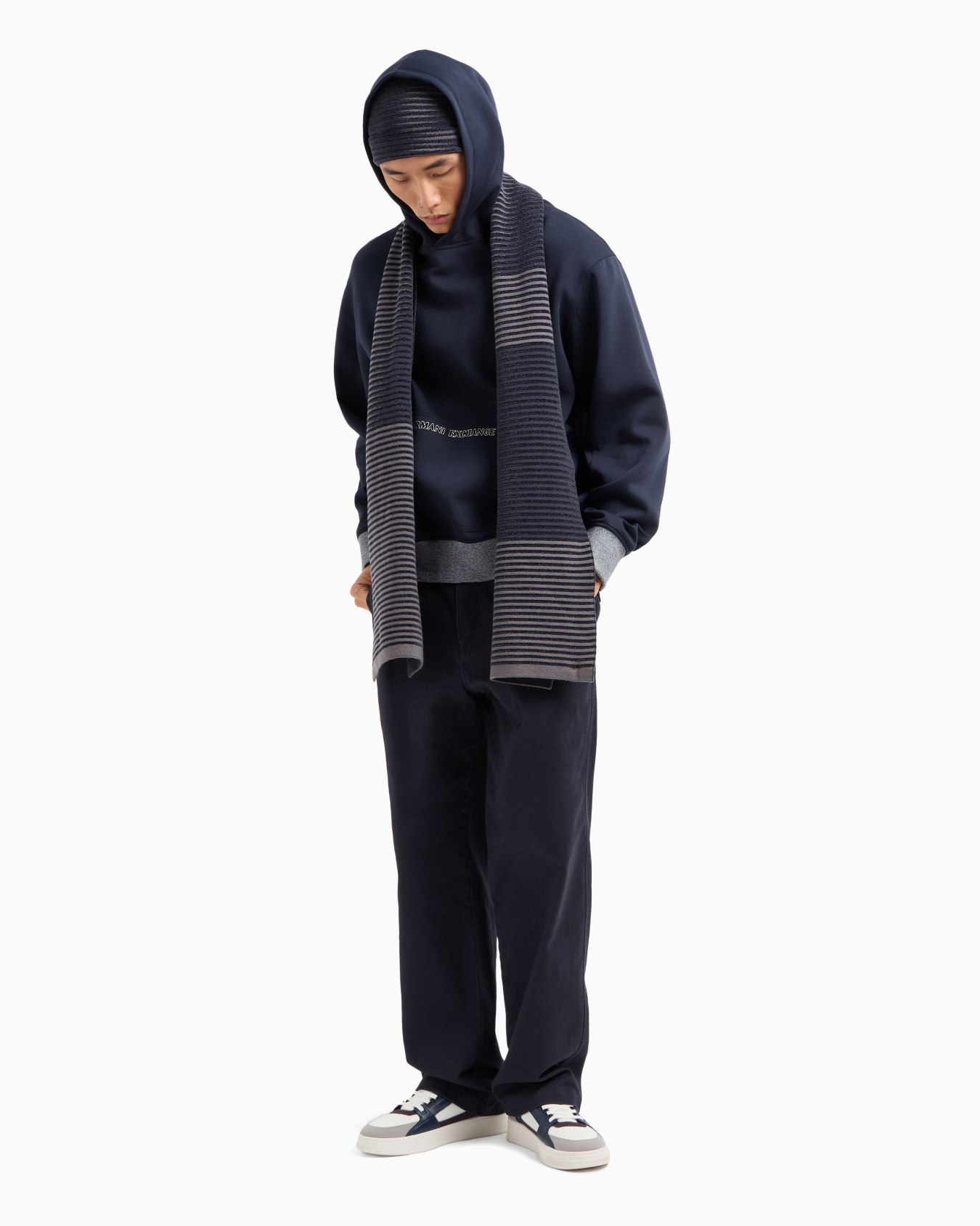 Stretch cotton hoodie with logo Slide 3