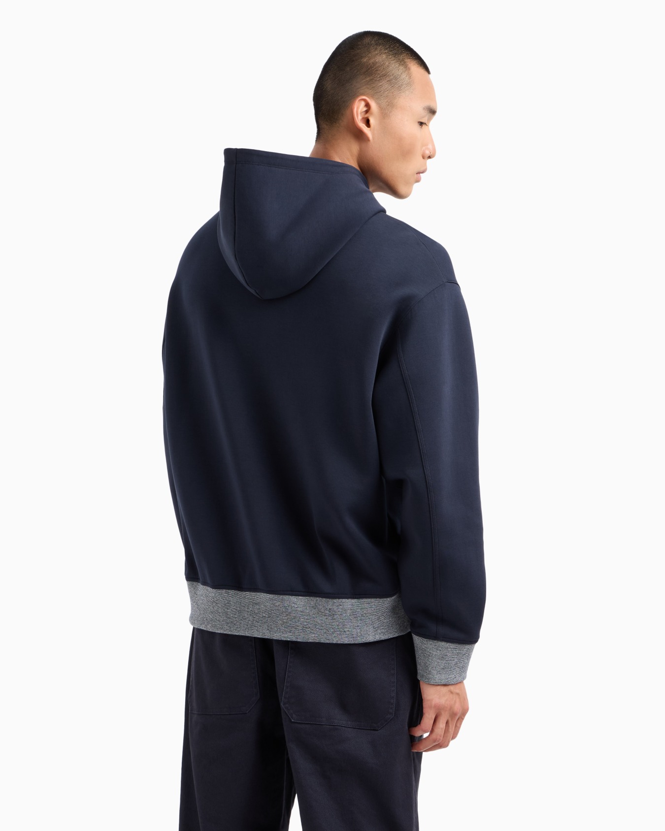 Stretch cotton hoodie with logo Slide 2