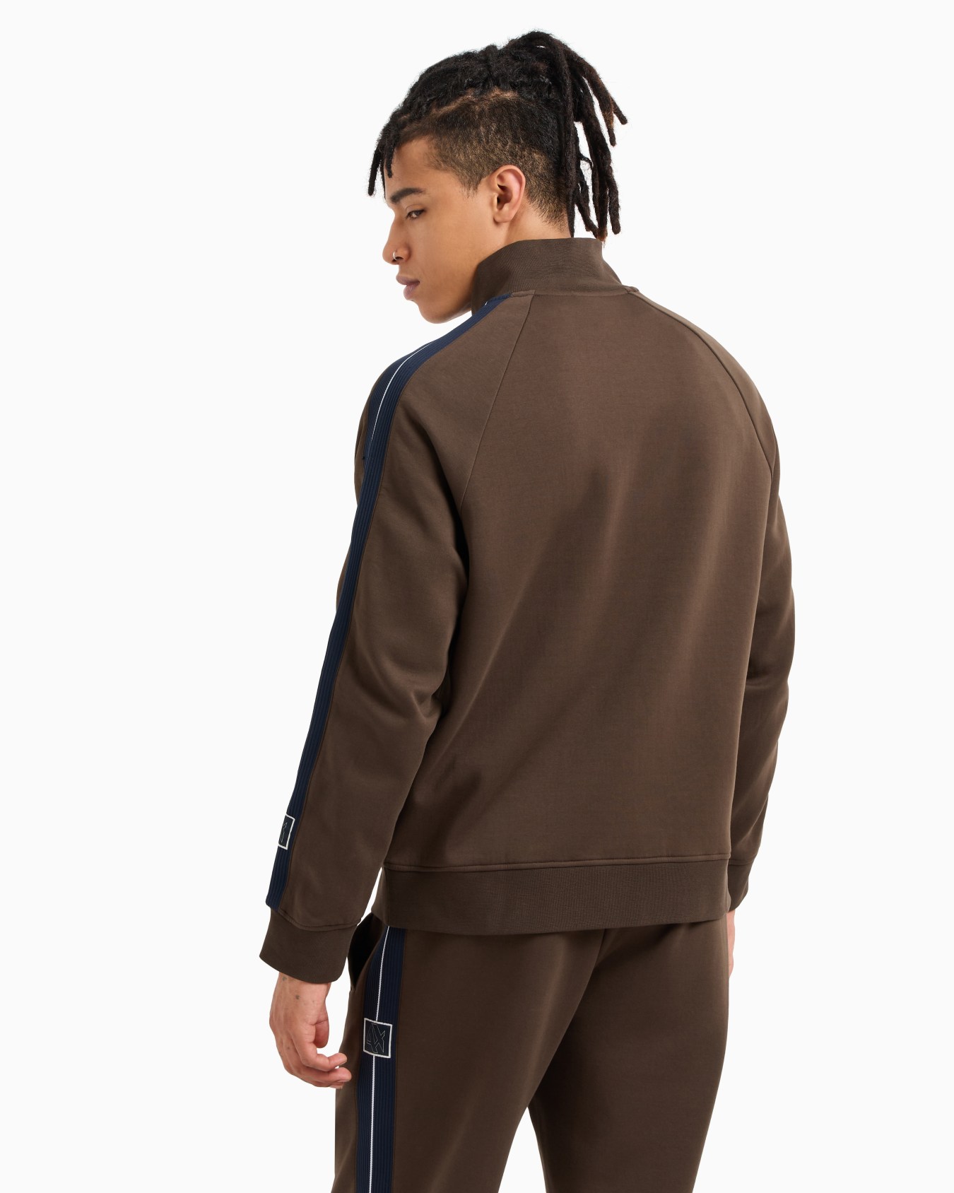 Sudadera con cremallera completa de algodón regenerado y bandas en las mangas Diapositiva 2