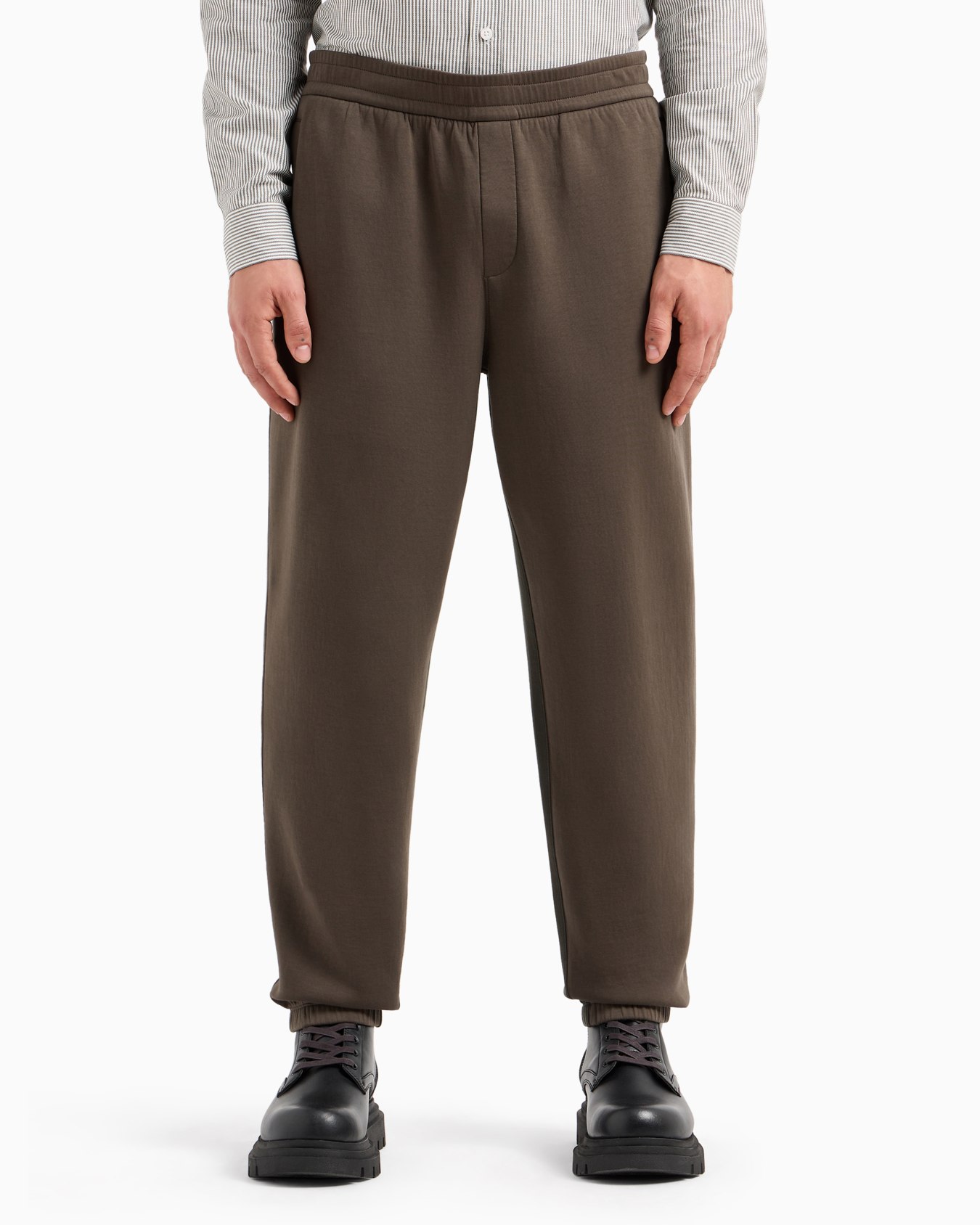 Stretch cotton jogger pants with contrasting band Slide 1