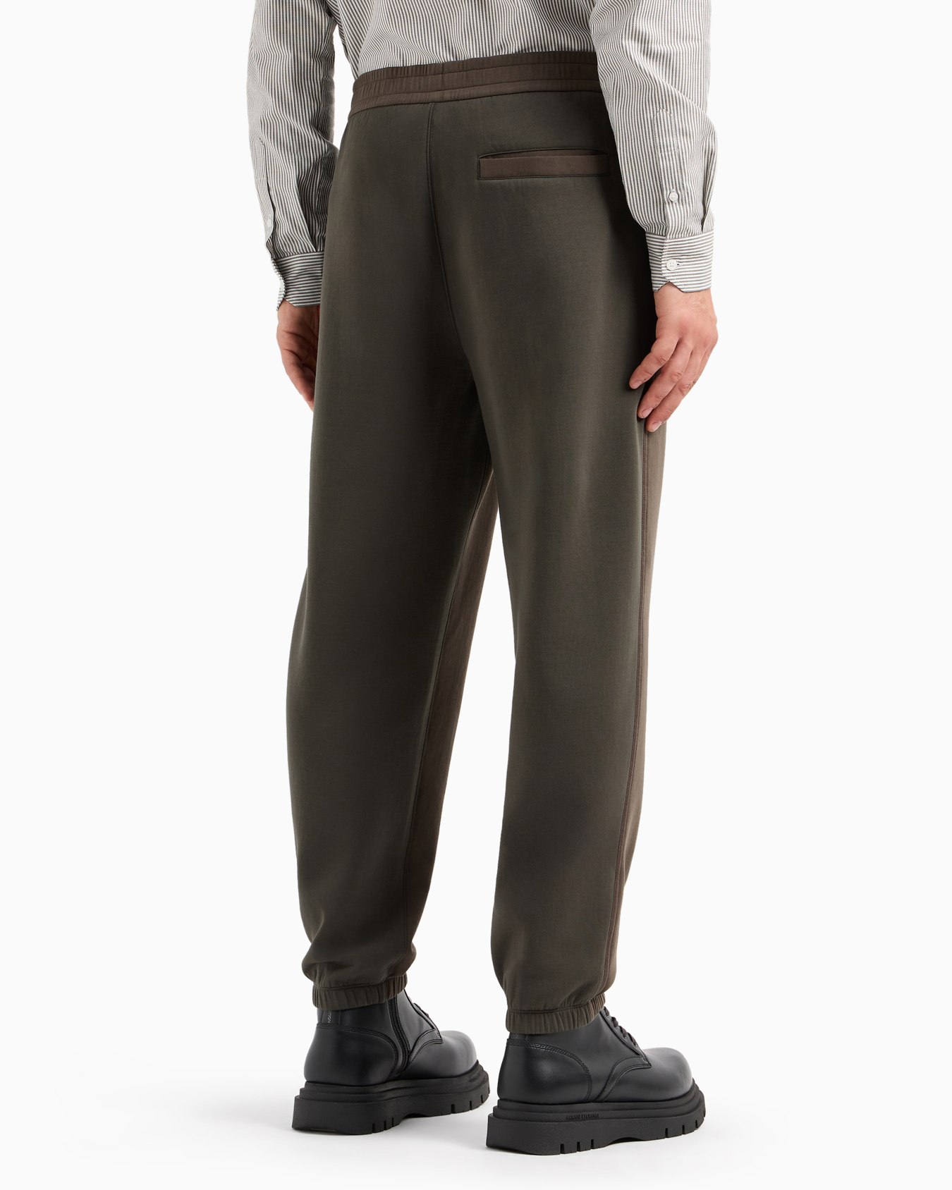 Stretch cotton jogger pants with contrasting band Slide 2