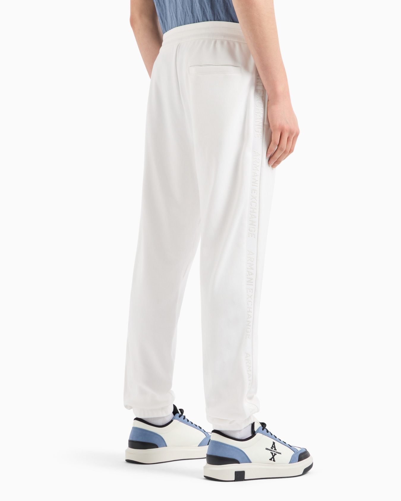 Pantalón jogger de interlock de algodón con banda con logo Diapositiva 2