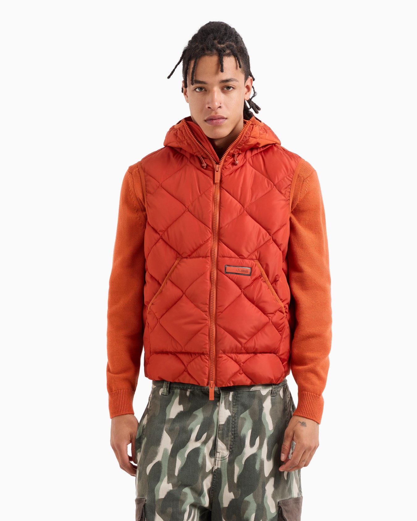 ASV Nylon Hooded Sleeveless Down Jacket Slide 1