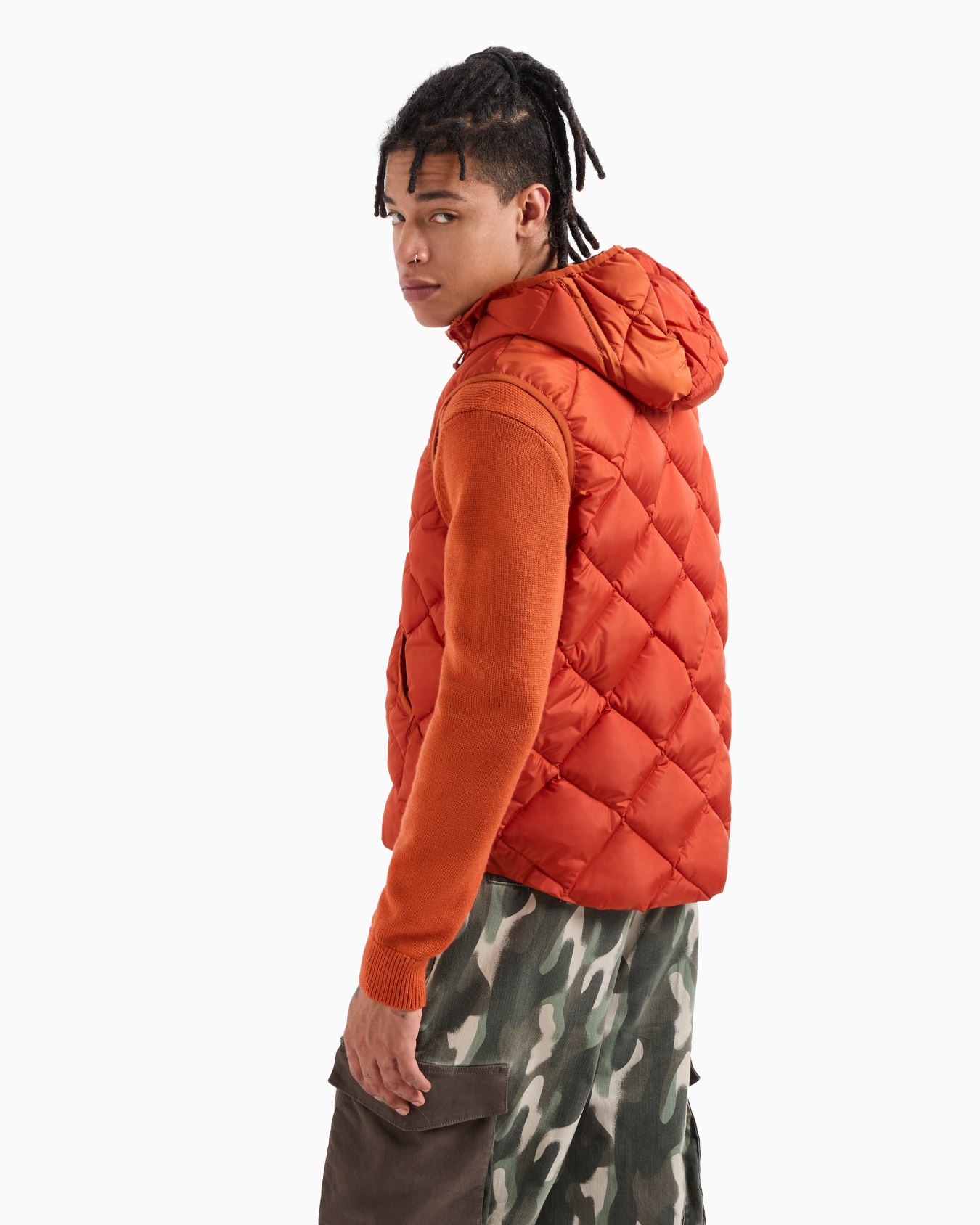 ASV Nylon Hooded Sleeveless Down Jacket Slide 2